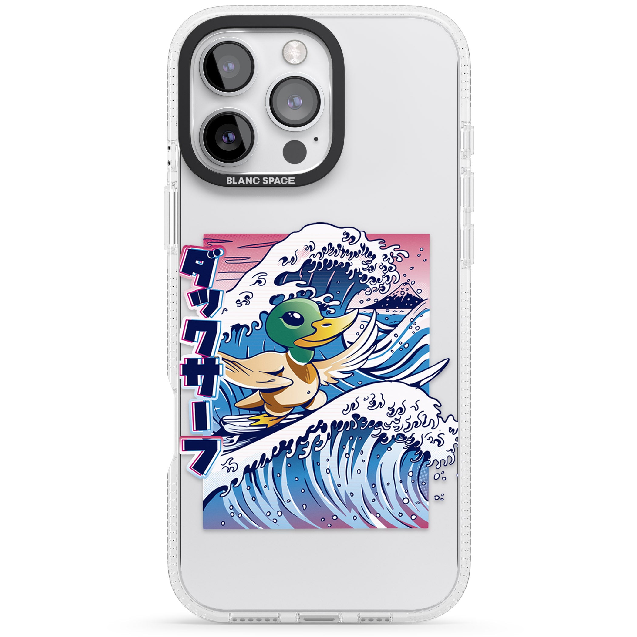 Duck Surf iPhone 16 Pro Max / 16 Pro Clear Case Impact Air - Blanc Space