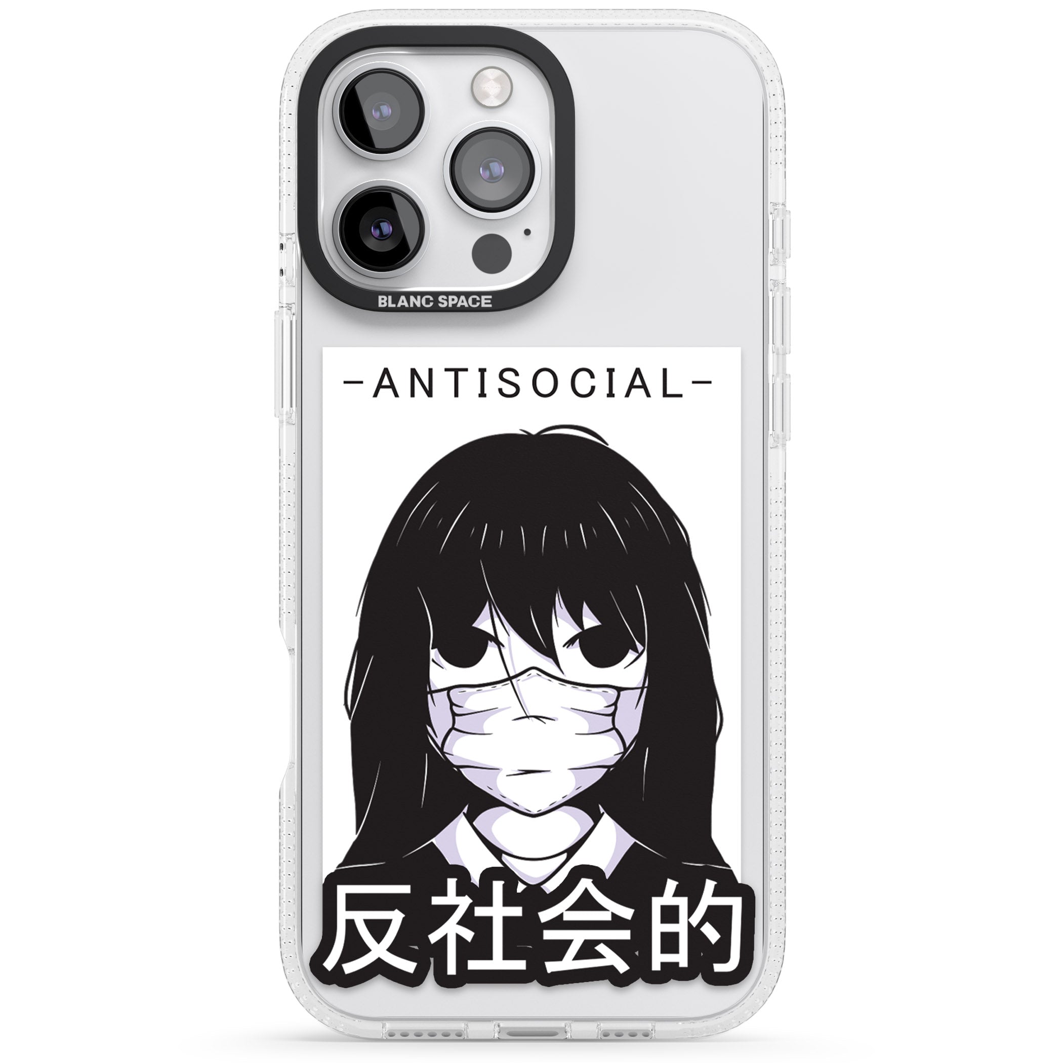 Anti-Social iPhone 16 Pro Max / 16 Pro Clear Case Impact Air - Blanc Space