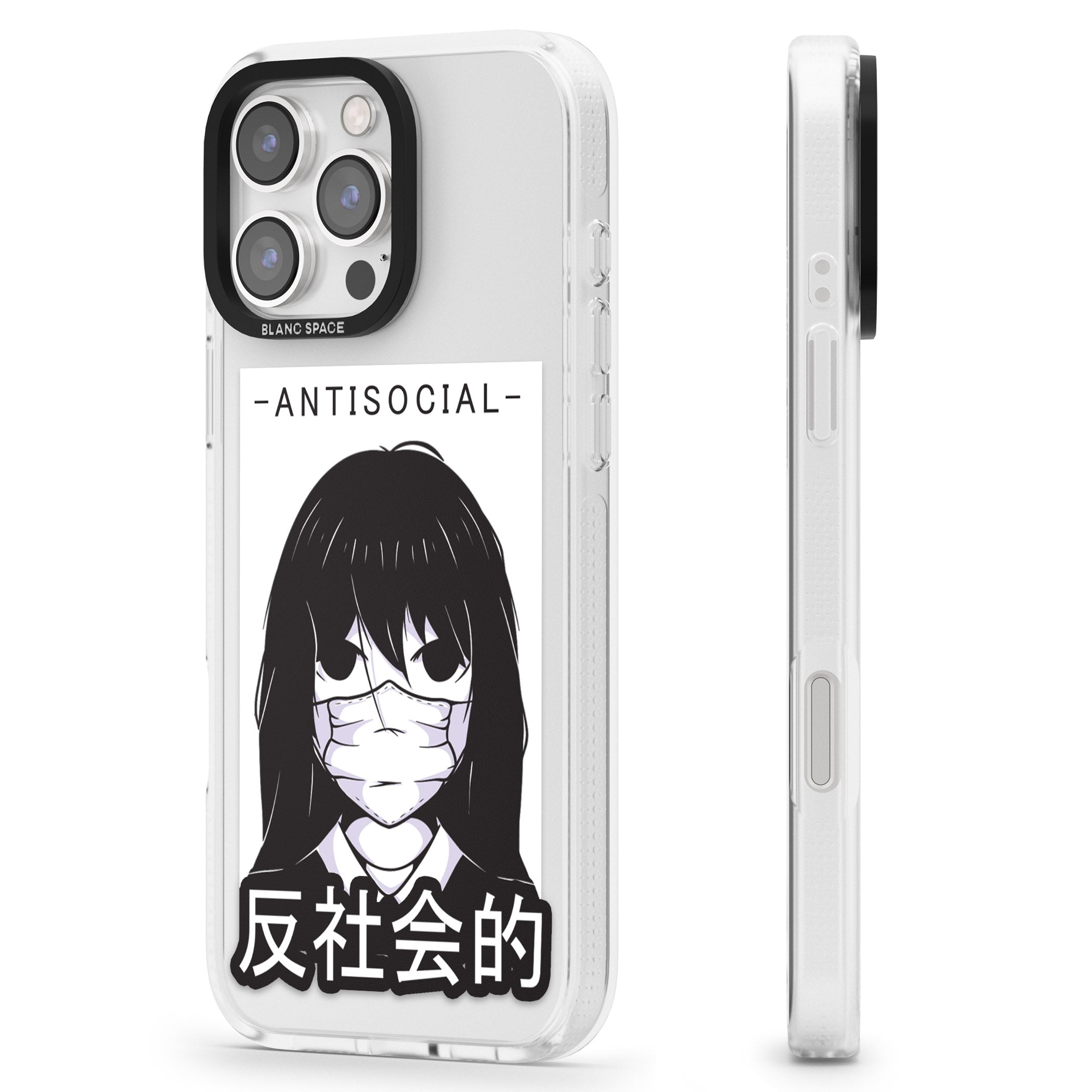 Anti-Social iPhone 16 Pro Max / 16 Pro Clear Case Impact Air - Blanc Space