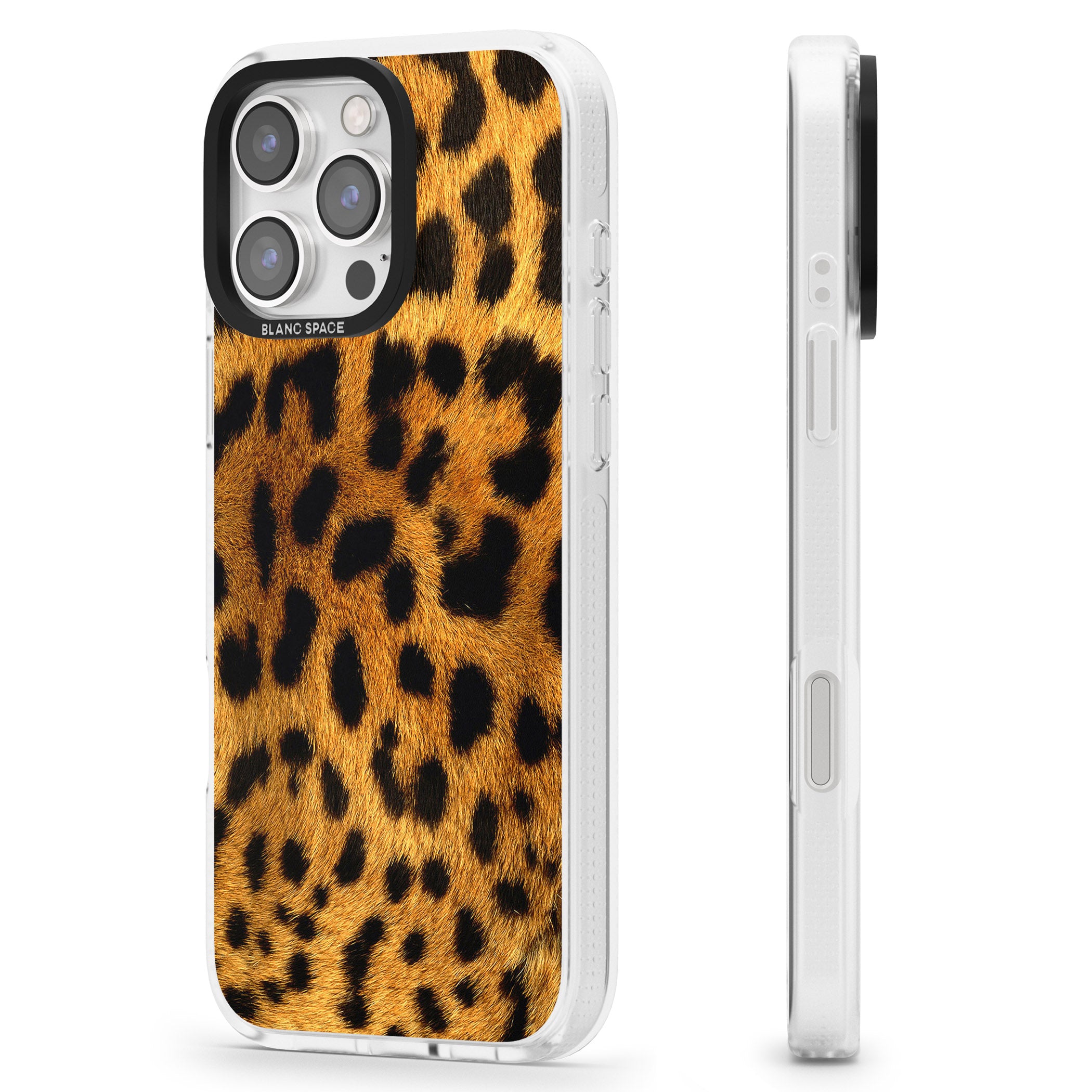 Leopard Print iPhone 16 Pro Max / 16 Pro Clear Case Impact Air - Blanc Space