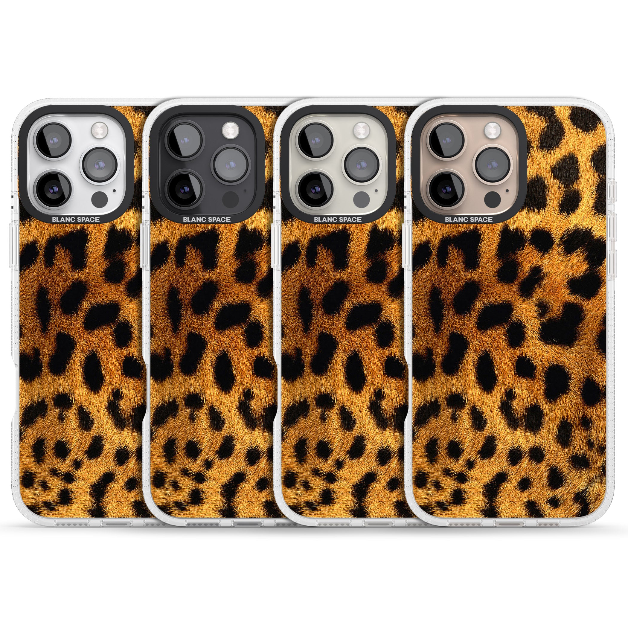Leopard Print iPhone 16 Pro Max / 16 Pro Clear Case Impact Air - Blanc Space