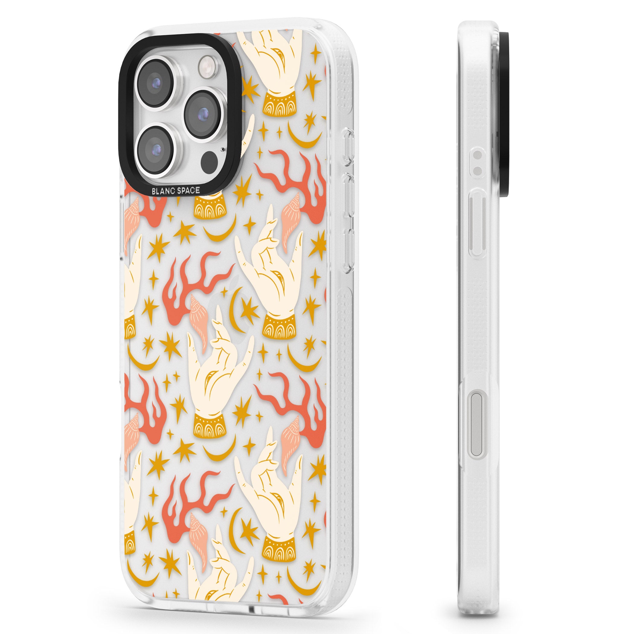 Hand Watcher Pattern iPhone 16 Pro Max / 16 Pro Clear Case Impact Air - Blanc Space