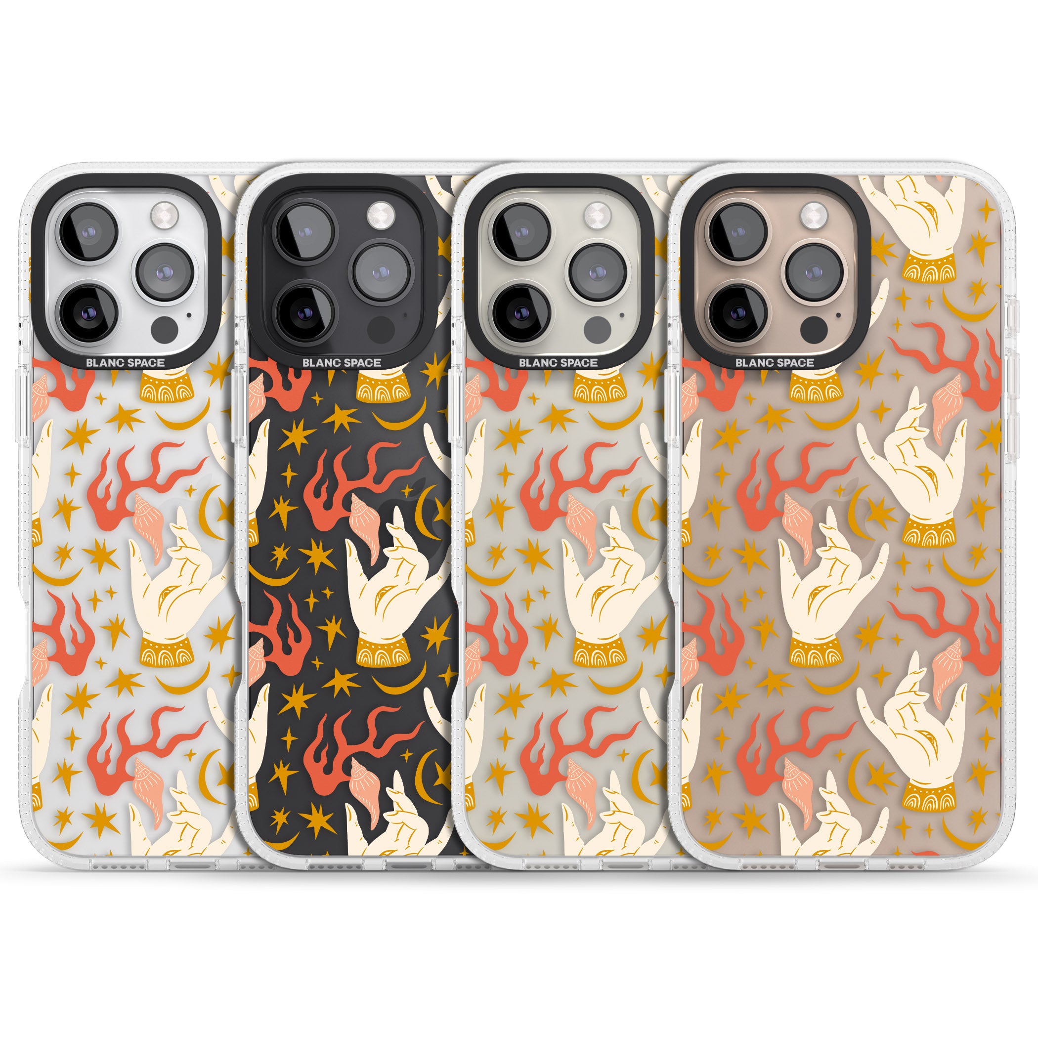 Hand Watcher Pattern iPhone 16 Pro Max / 16 Pro Clear Case Impact Air - Blanc Space