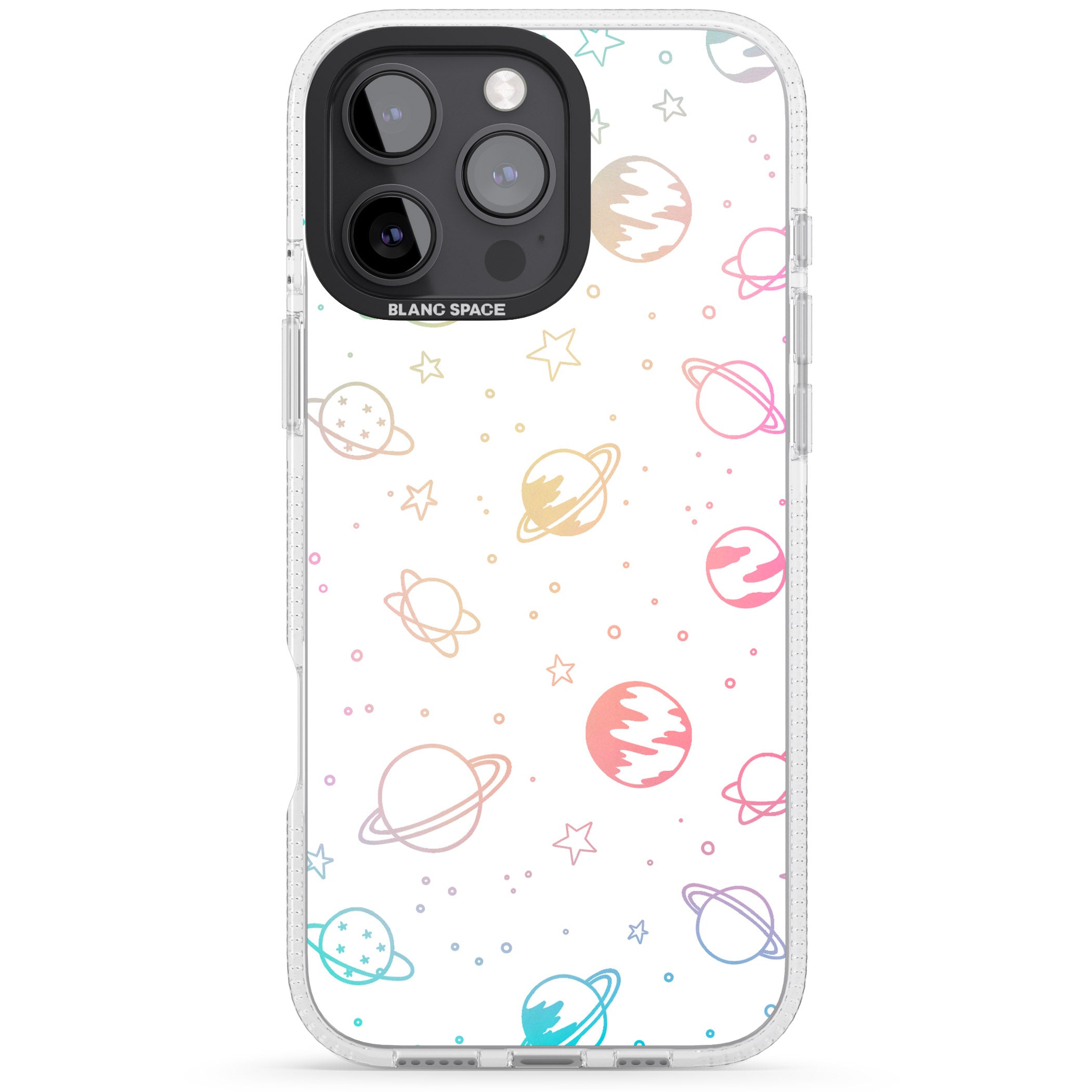Cosmic Outer Space Design Pastels on White iPhone 16 Pro Max / 16 Pro Clear Case Impact Air - Blanc Space
