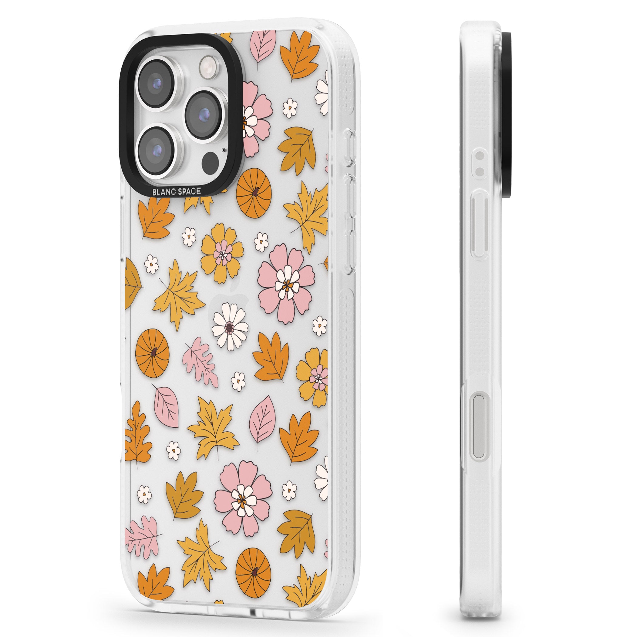 Autumn Leaves and Flowers iPhone 16 Pro Max / 16 Pro Clear Case Impact Air - Blanc Space