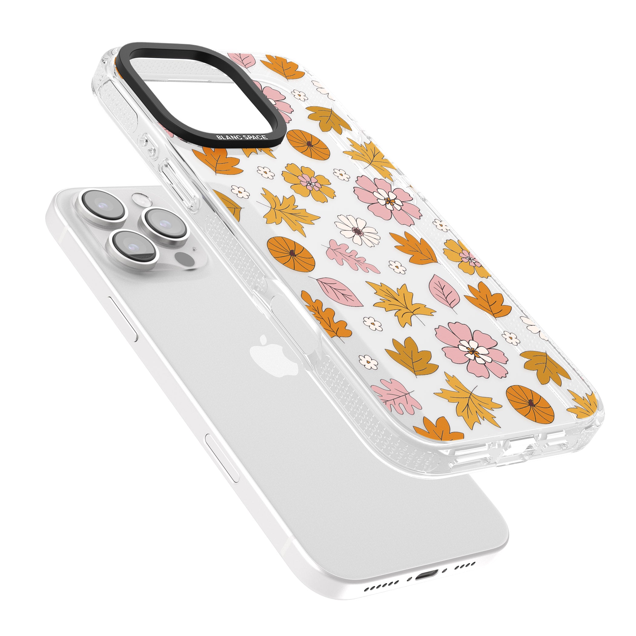 Autumn Leaves and Flowers iPhone 16 Pro Max / 16 Pro Clear Case Impact Air - Blanc Space