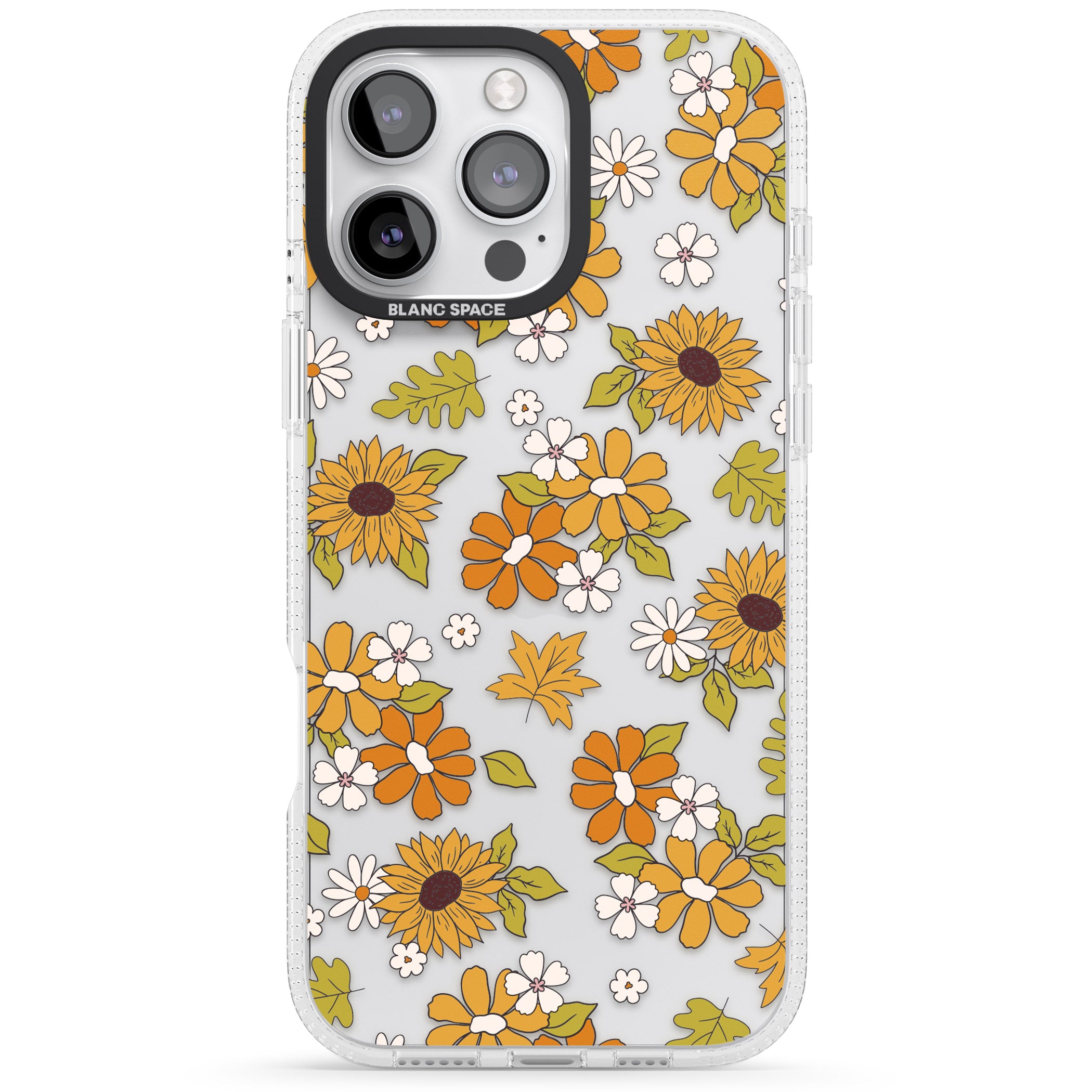 Boho Sunflowers iPhone 16 Pro Max / 16 Pro Clear Case Impact Air - Blanc Space