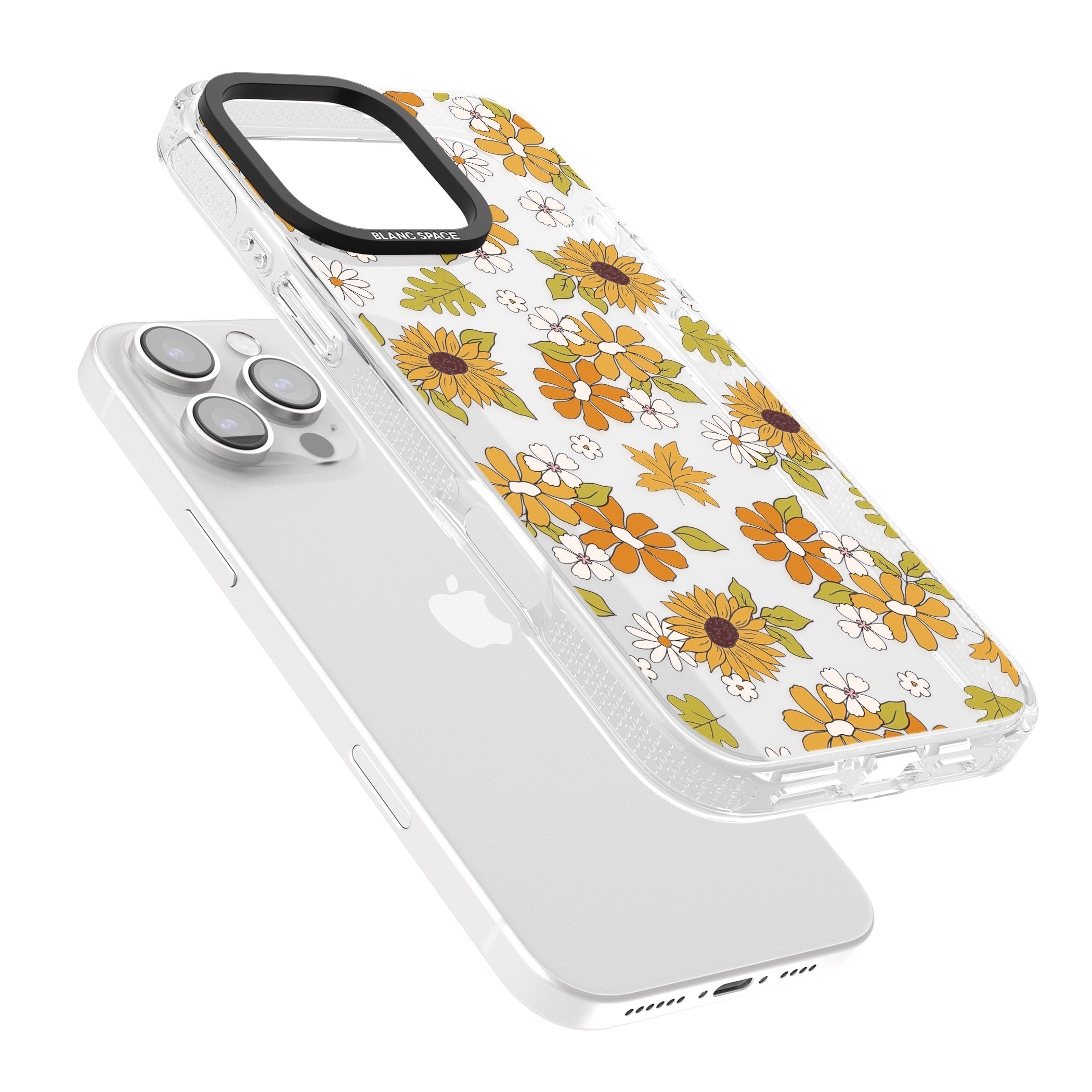Boho Sunflowers iPhone 16 Pro Max / 16 Pro Clear Case Impact Air - Blanc Space