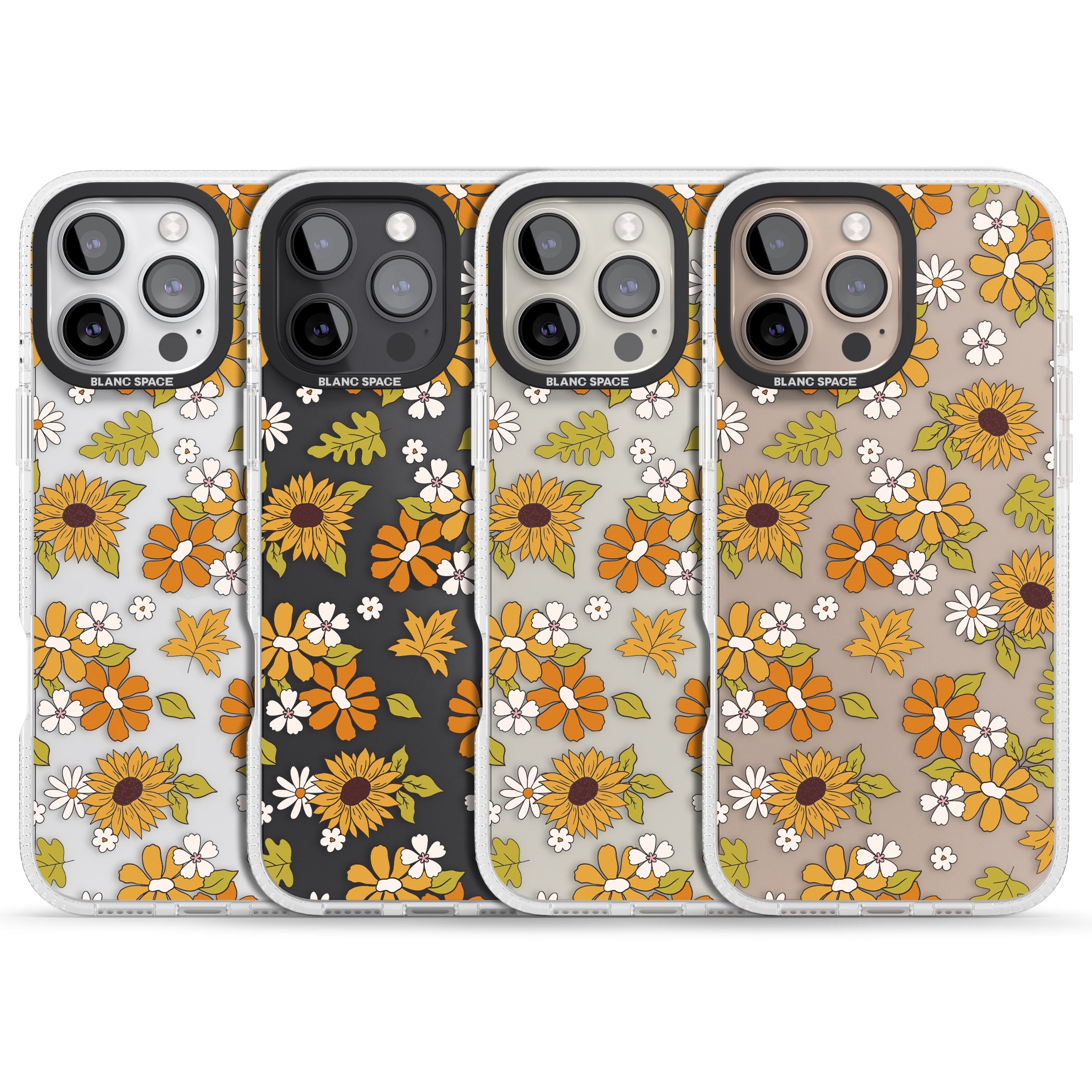 Boho Sunflowers iPhone 16 Pro Max / 16 Pro Clear Case Impact Air - Blanc Space