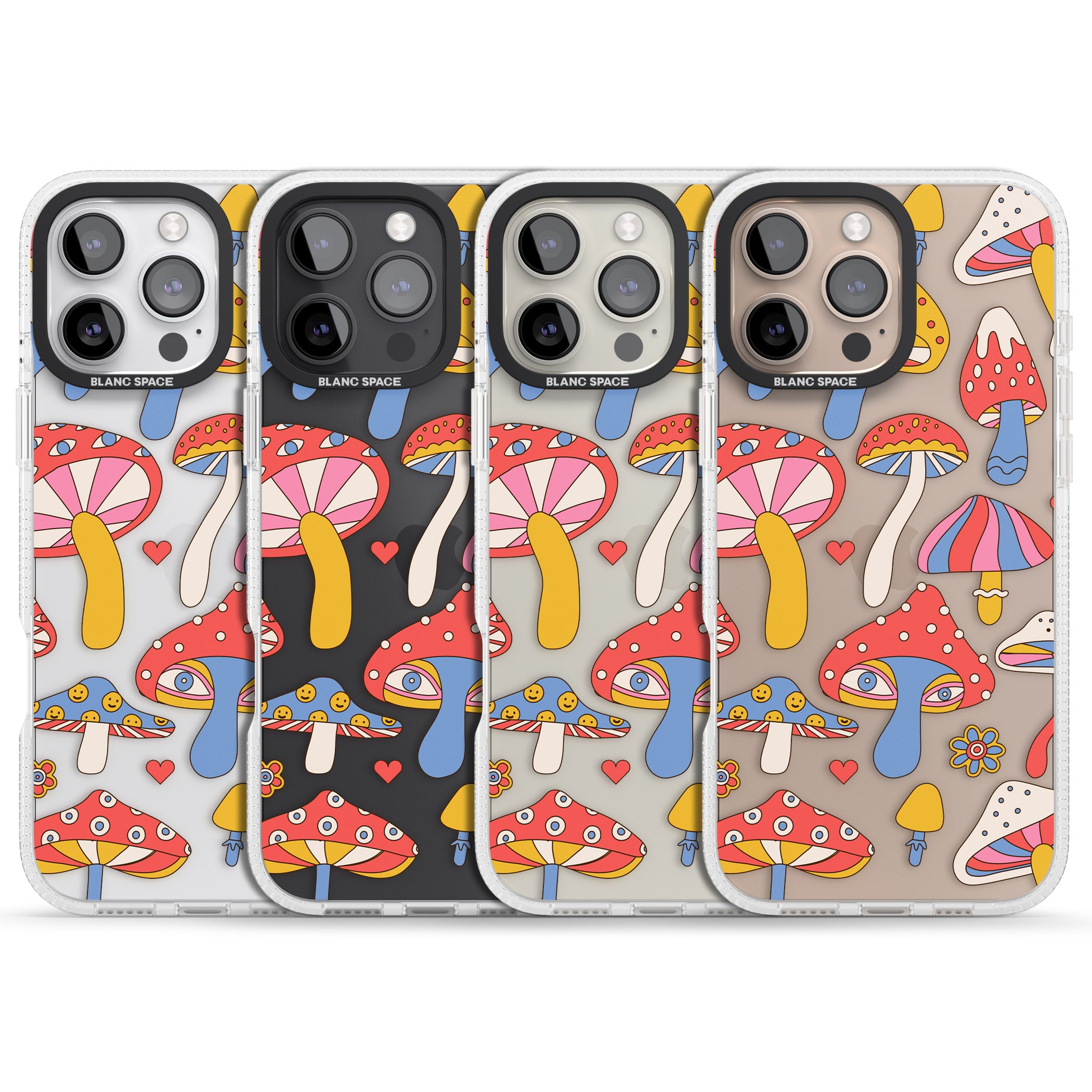 Vibrant Shrooms iPhone 16 Pro Max / 16 Pro Clear Case Impact Air - Blanc Space