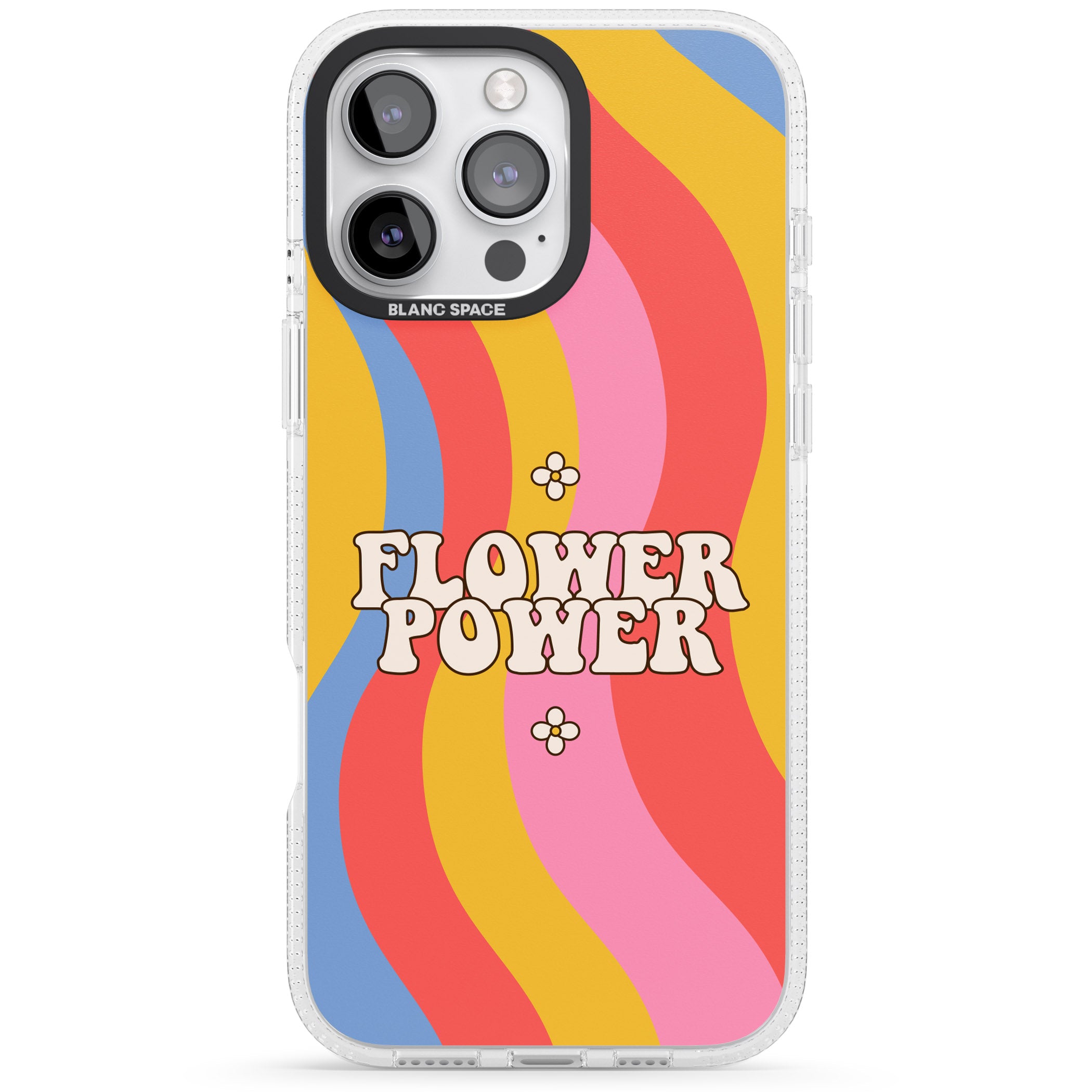 Melting Flower Power iPhone 16 Pro Max / 16 Pro Clear Case Impact Air - Blanc Space