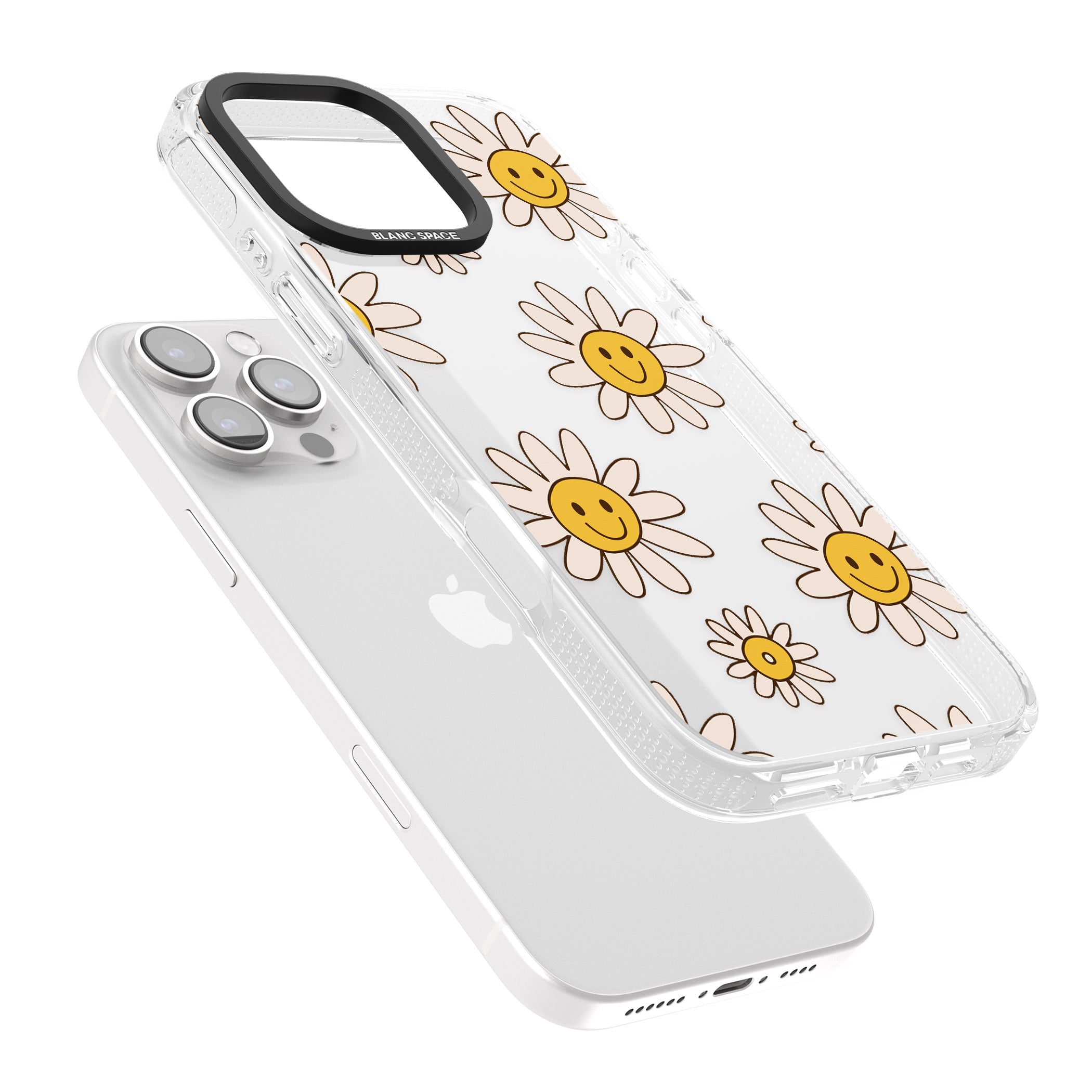 Daisy Faces iPhone 16 Pro Max / 16 Pro Clear Case Impact Air - Blanc Space