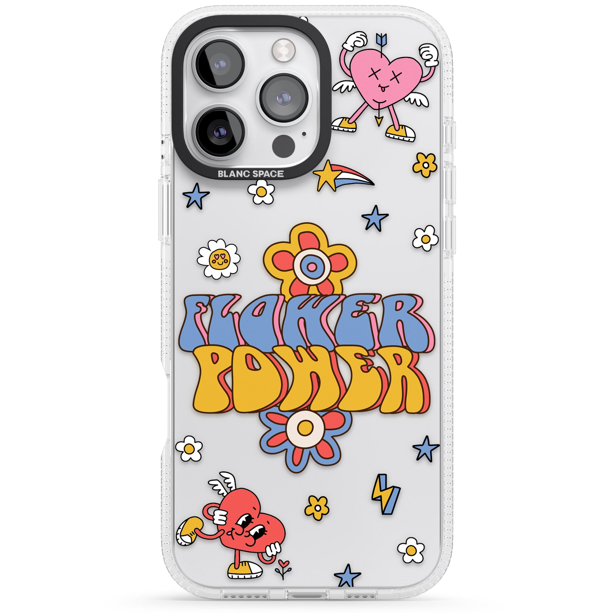 Flower Power iPhone 16 Pro Max / 16 Pro Clear Case Impact Air - Blanc Space