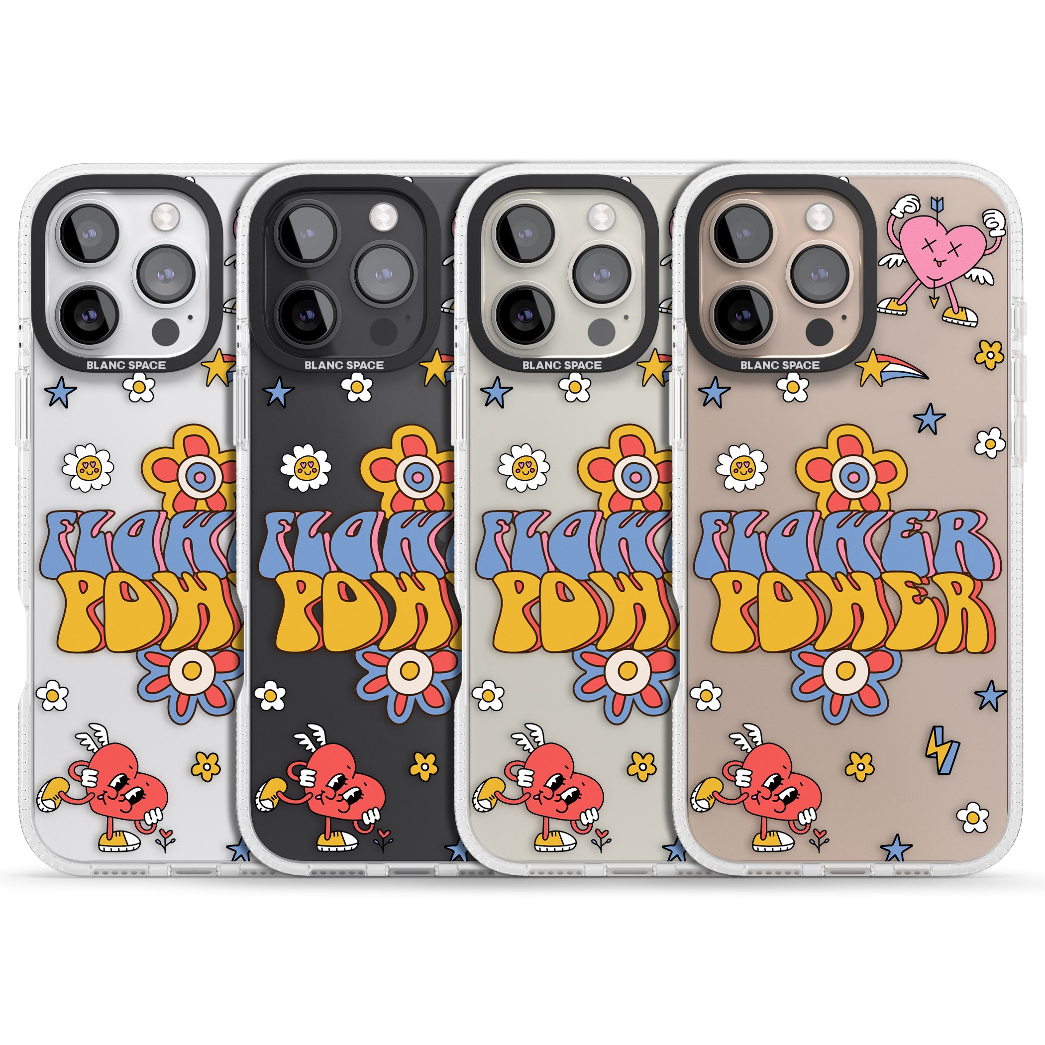 Flower Power iPhone 16 Pro Max / 16 Pro Clear Case Impact Air - Blanc Space