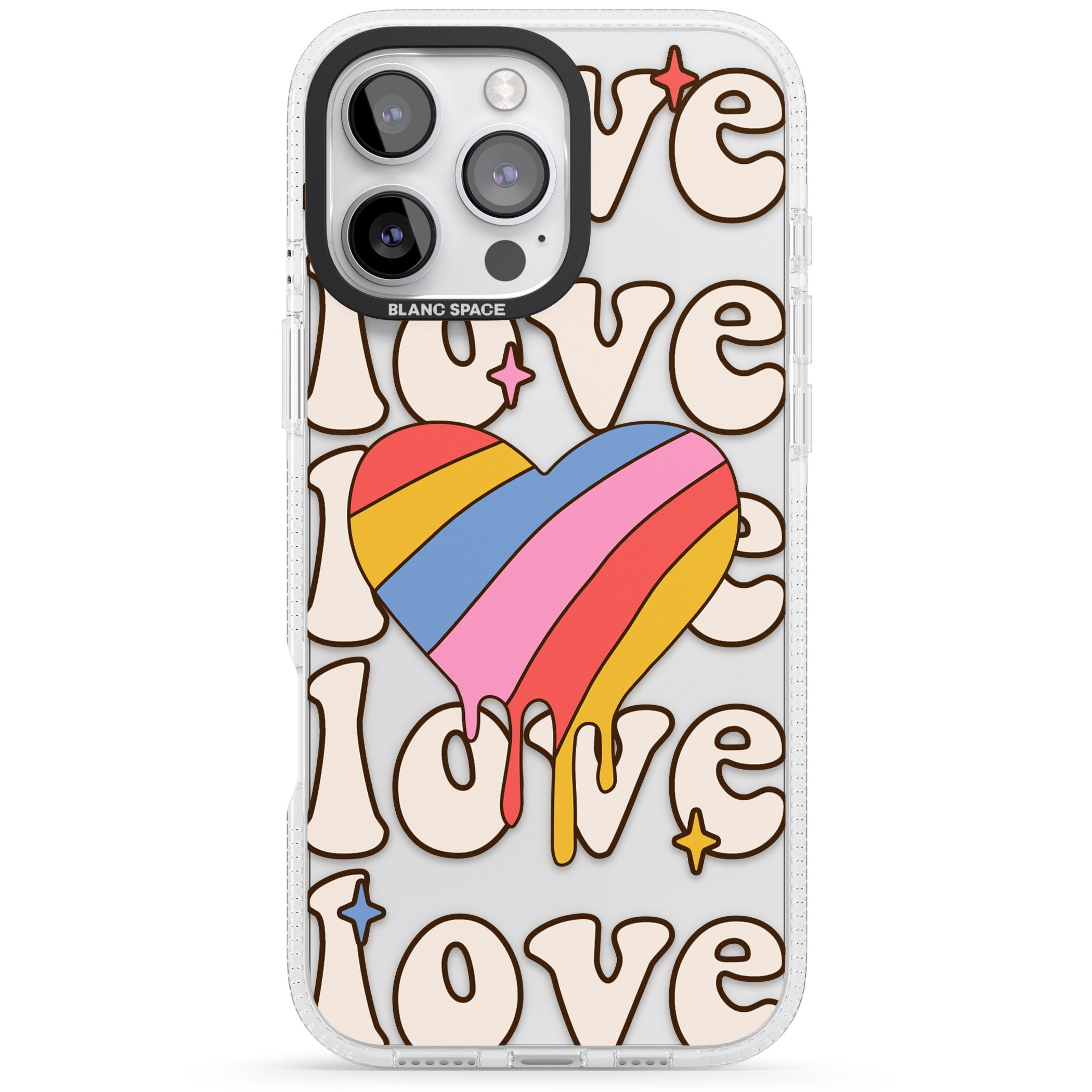 Groovy Love iPhone 16 Pro Max / 16 Pro Clear Case Impact Air - Blanc Space
