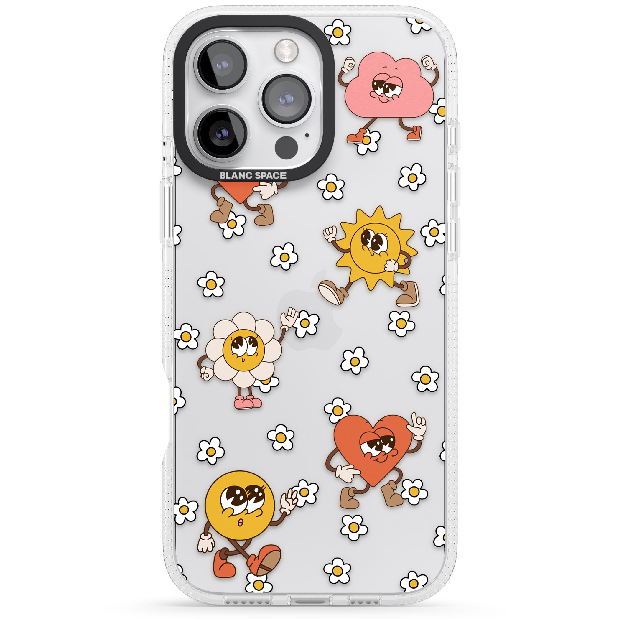 Daisies & Friends iPhone 16 Pro Max / 16 Pro Clear Case Impact Air - Blanc Space