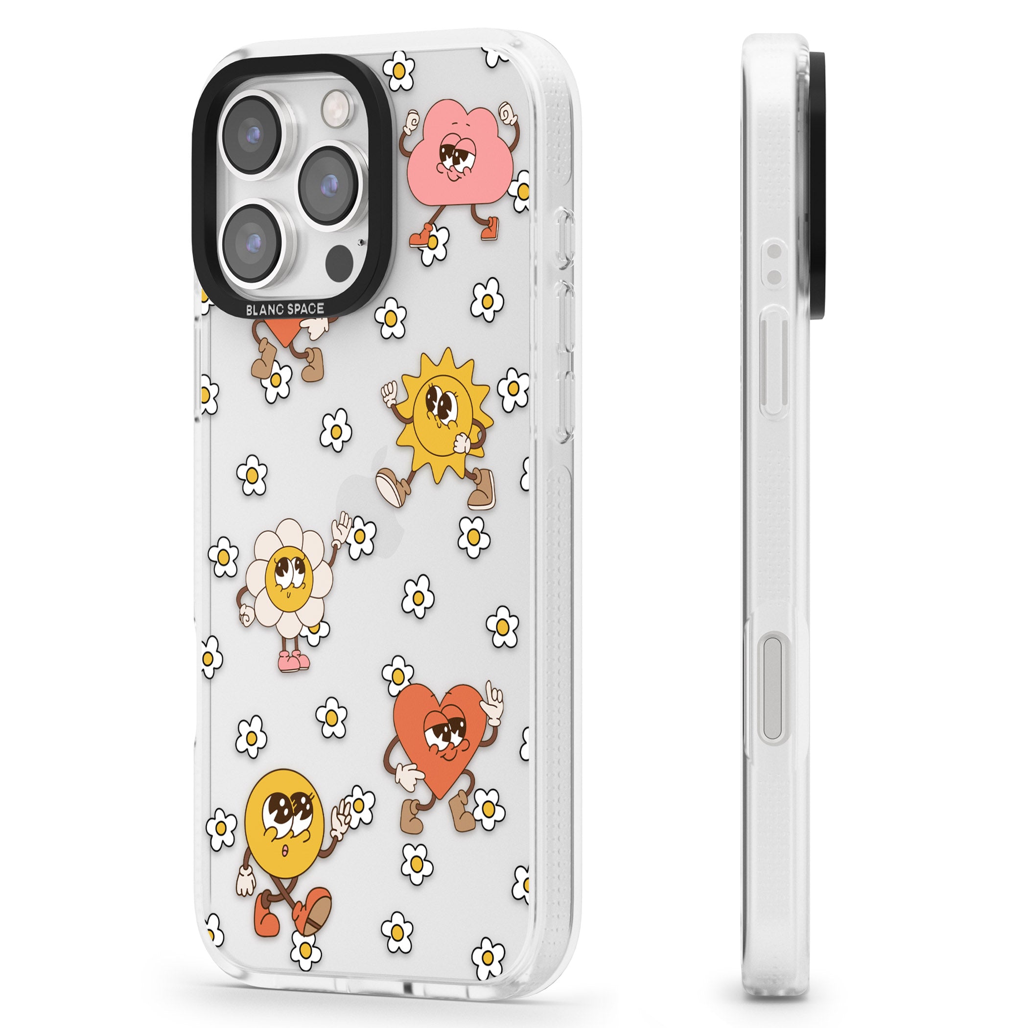 Daisies & Friends iPhone 16 Pro Max / 16 Pro Clear Case Impact Air - Blanc Space