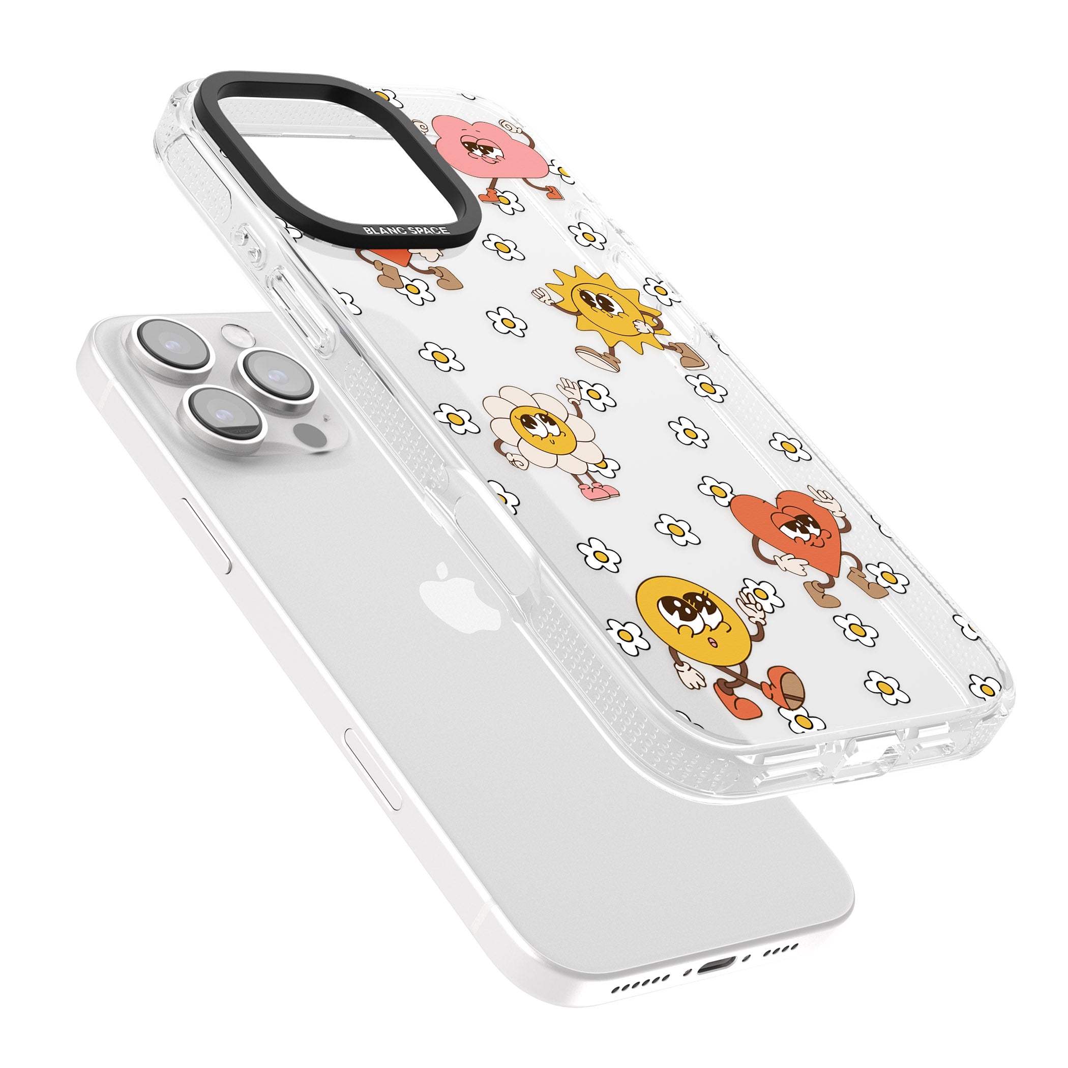Daisies & Friends iPhone 16 Pro Max / 16 Pro Clear Case Impact Air - Blanc Space