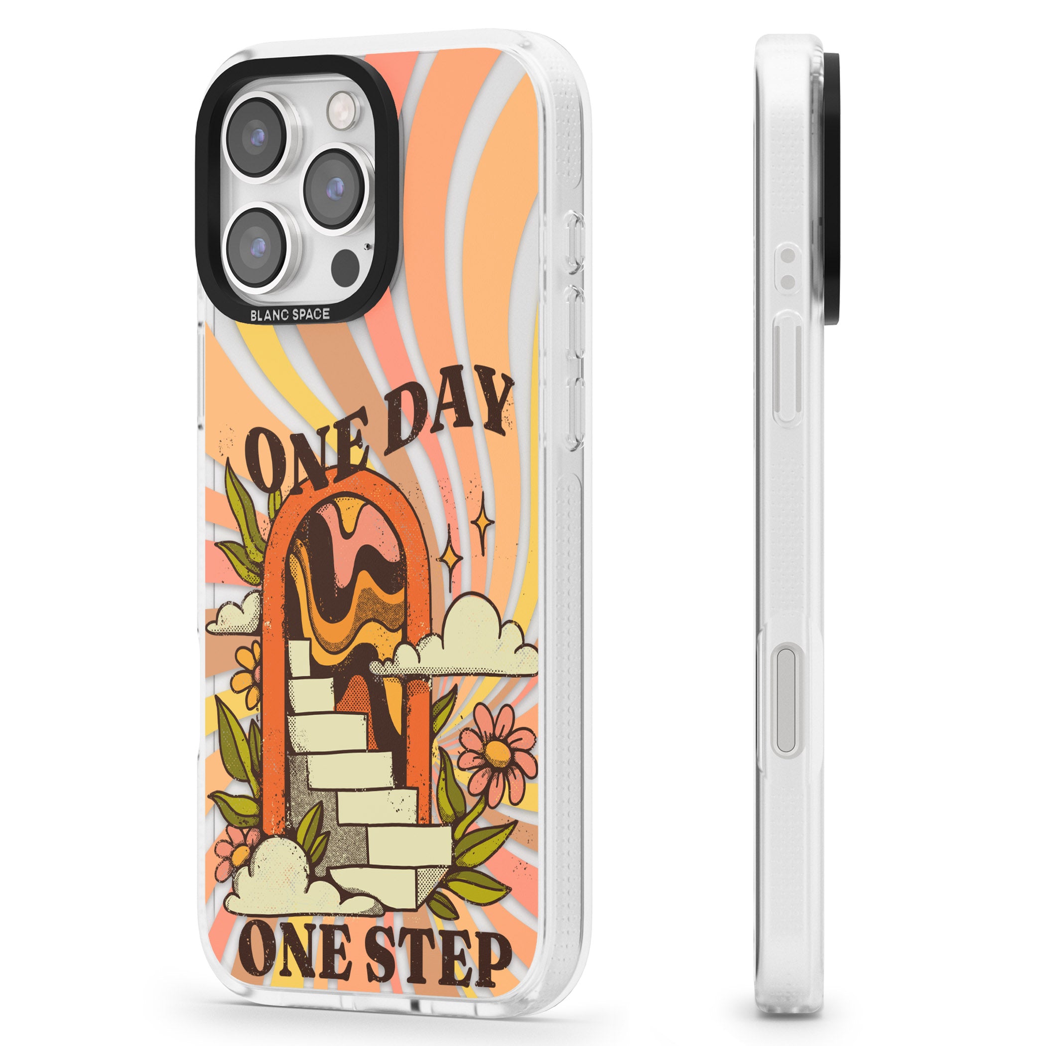 One Day One Step iPhone 16 Pro Max / 16 Pro Clear Case Impact Air - Blanc Space