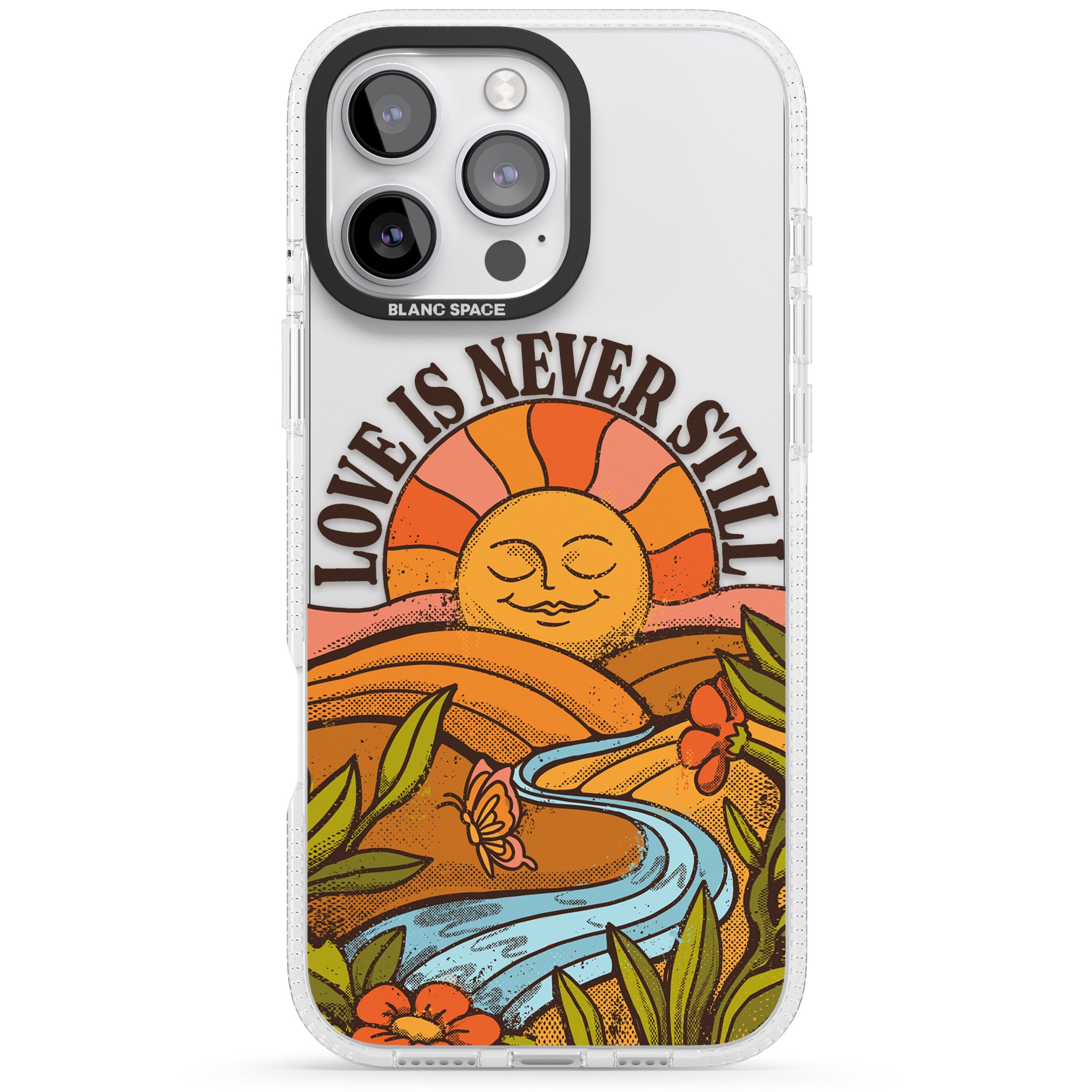 Love is Never Still iPhone 16 Pro Max / 16 Pro Clear Case Impact Air - Blanc Space