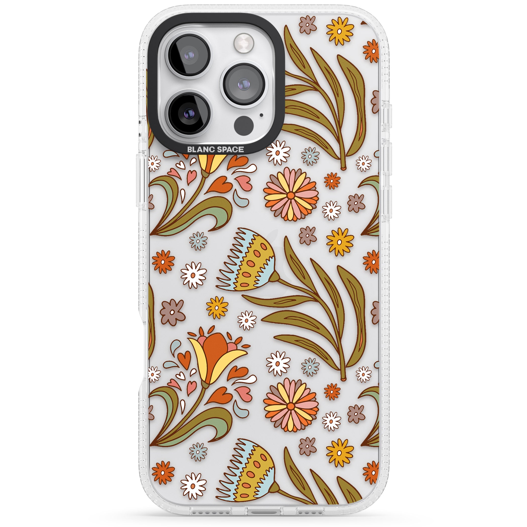 Boho Celestial Wildflower iPhone 16 Pro Max / 16 Pro Clear Case Impact Air - Blanc Space