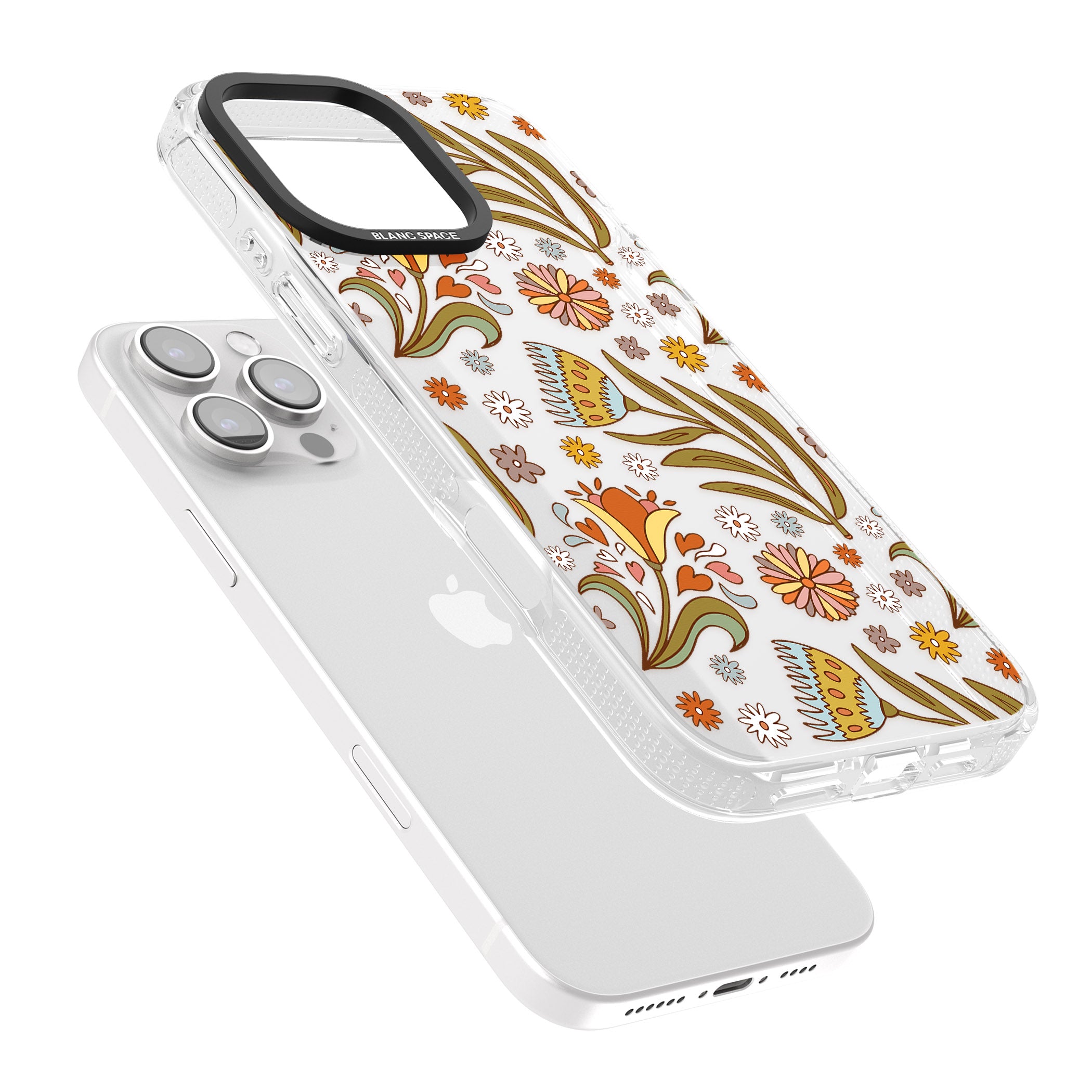 Boho Celestial Wildflower iPhone 16 Pro Max / 16 Pro Clear Case Impact Air - Blanc Space