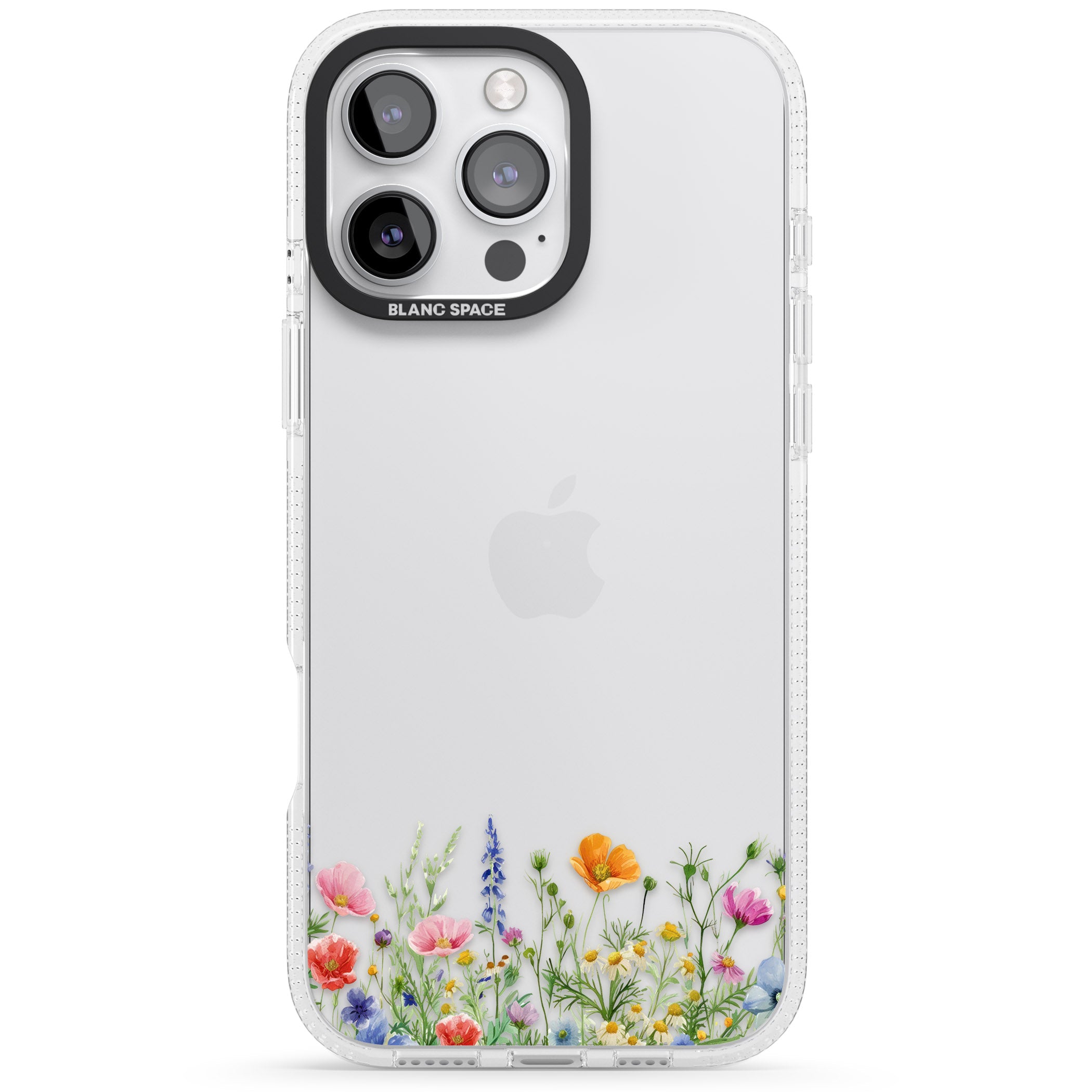 Minimal Wildflowers iPhone 16 Pro Max / 16 Pro Clear Case Impact Air - Blanc Space