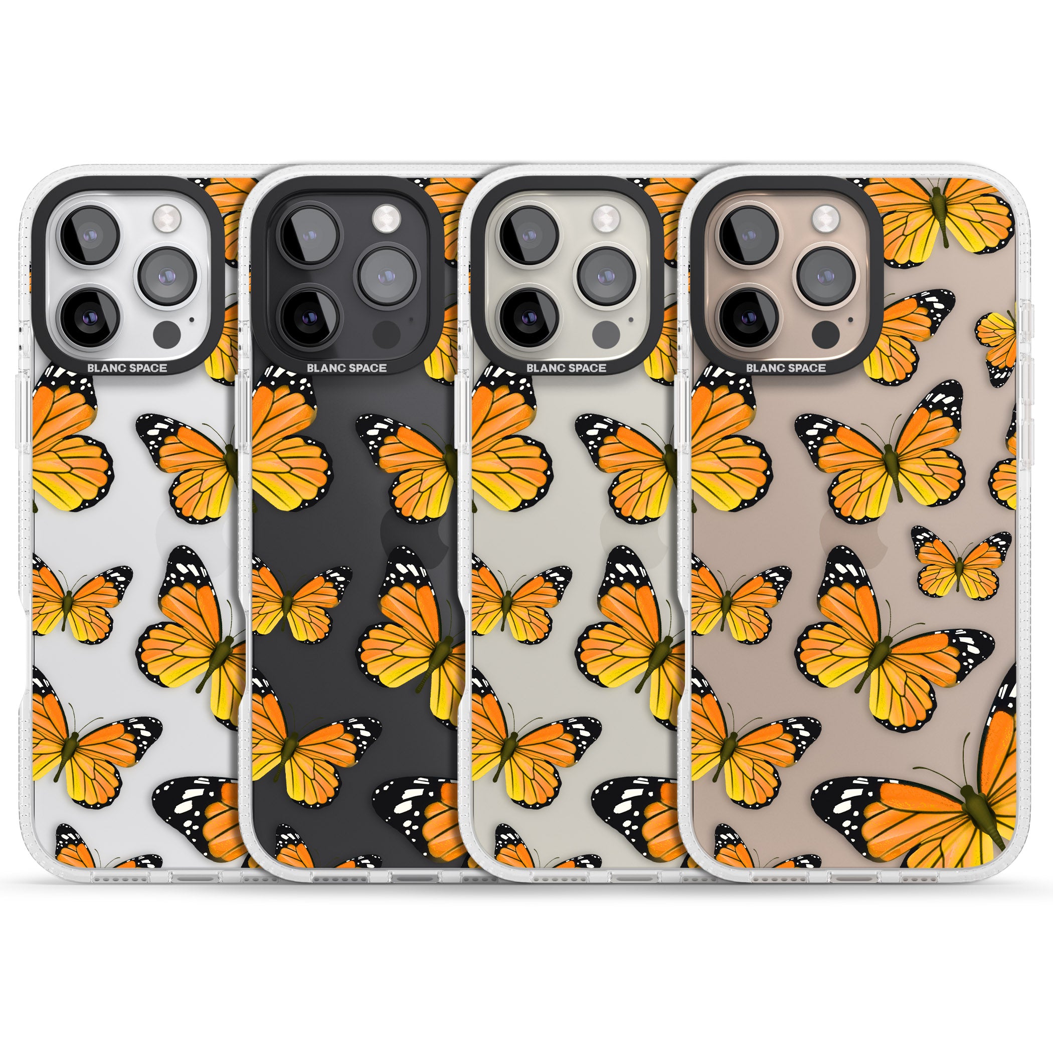 Sun-Yellow Butterflies iPhone 16 Pro Max / 16 Pro Clear Case Impact Air - Blanc Space