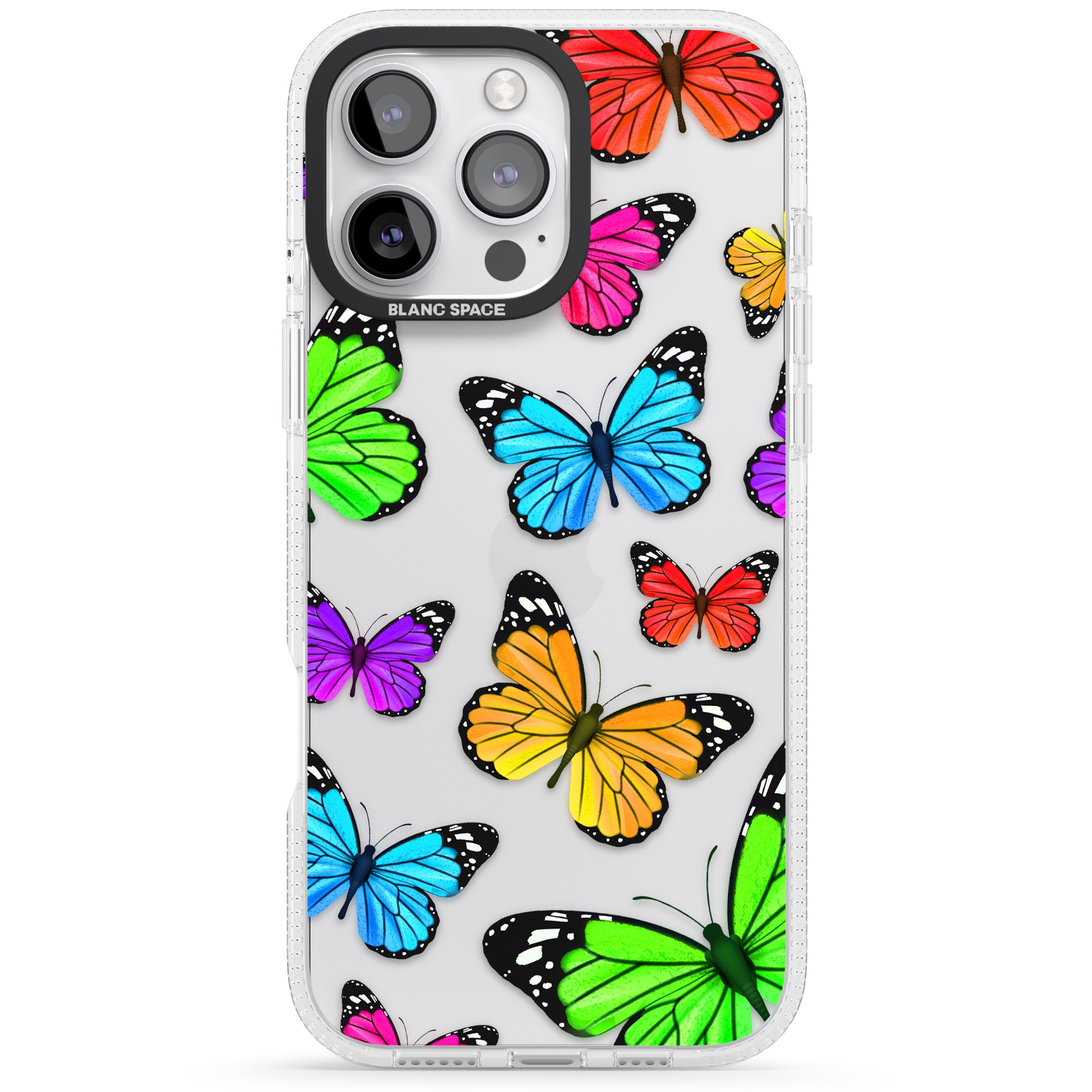 Vibrant Butterflies iPhone 16 Pro Max / 16 Pro Clear Case Impact Air - Blanc Space
