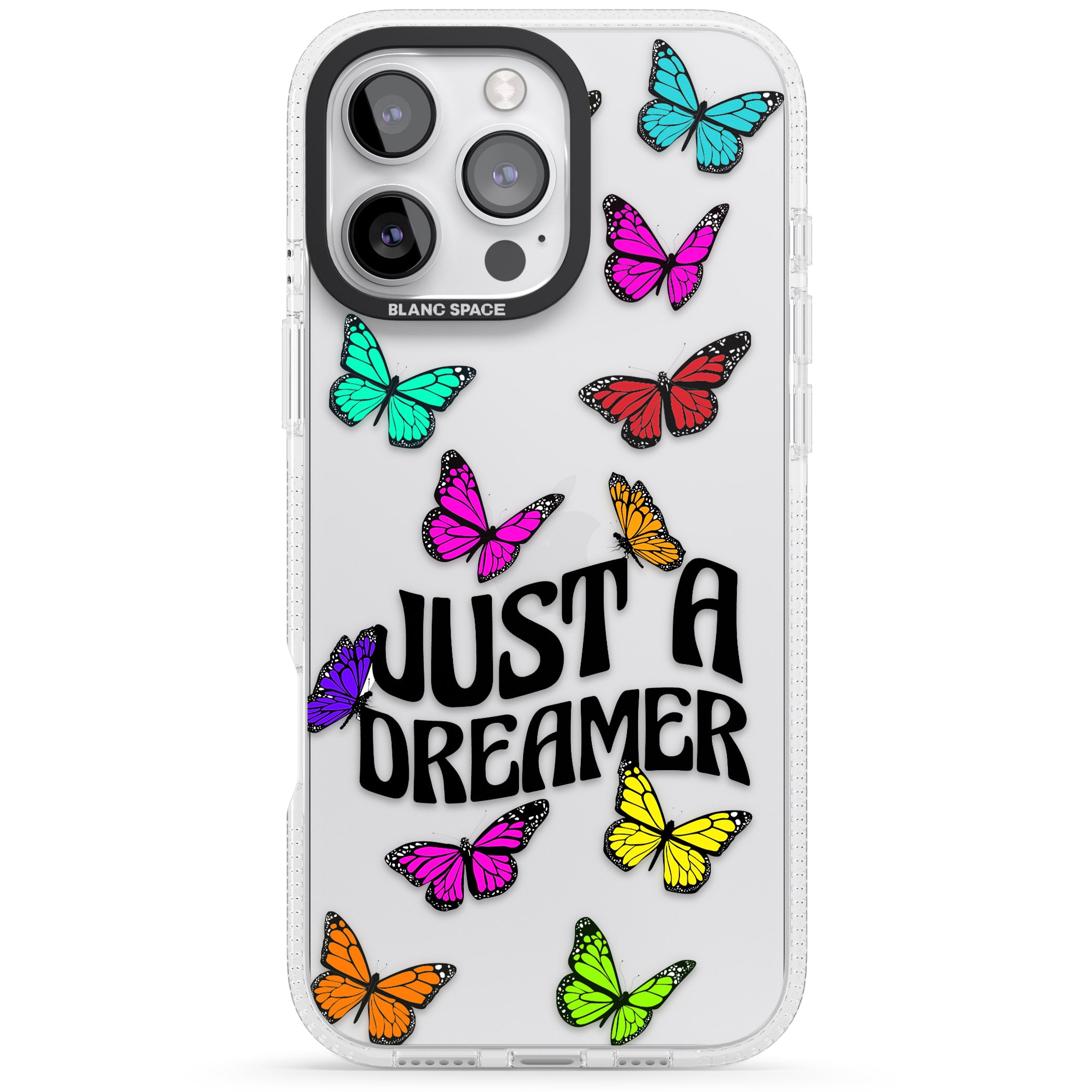 Just a Dreamer Butterfly iPhone 16 Pro Max / 16 Pro Clear Case Impact Air - Blanc Space