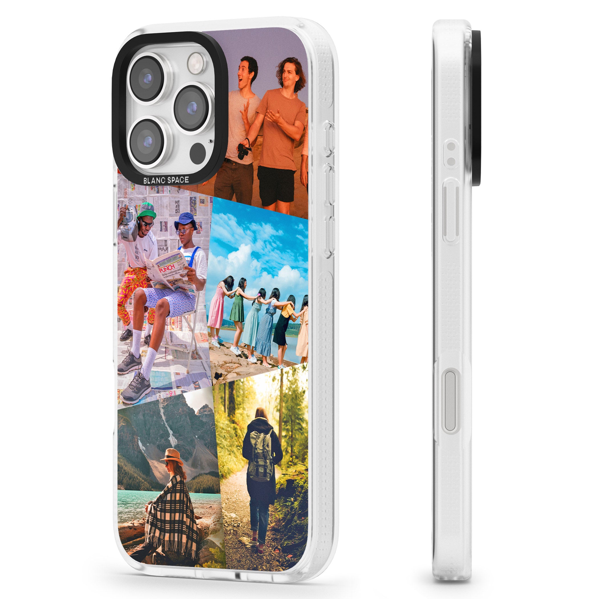 Abstract Photo Grid iPhone 16 Pro Max / 16 Pro Clear Case Impact Air - Blanc Space