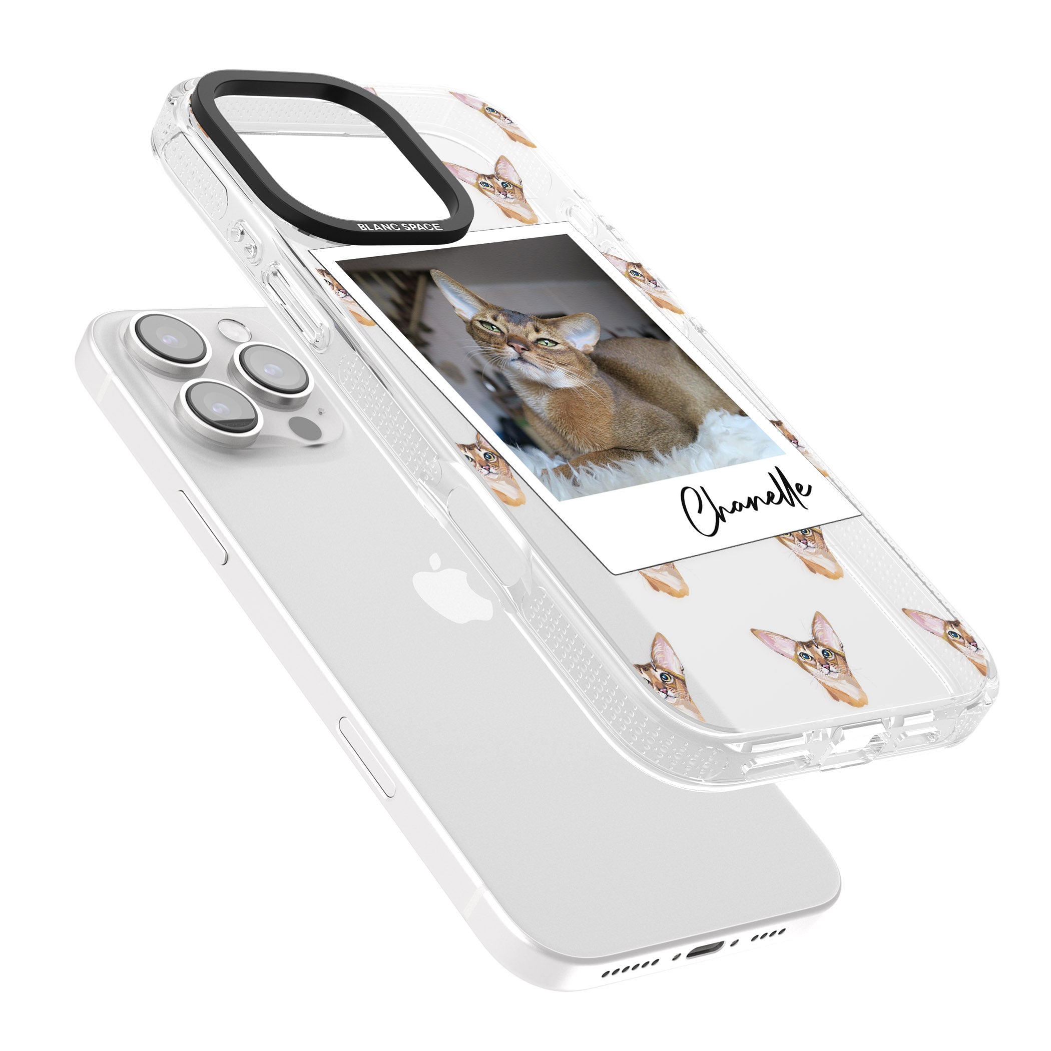 Personalised Abyssinian Cat Photo iPhone 16 Pro Max / 16 Pro Clear Case Impact Air - Blanc Space