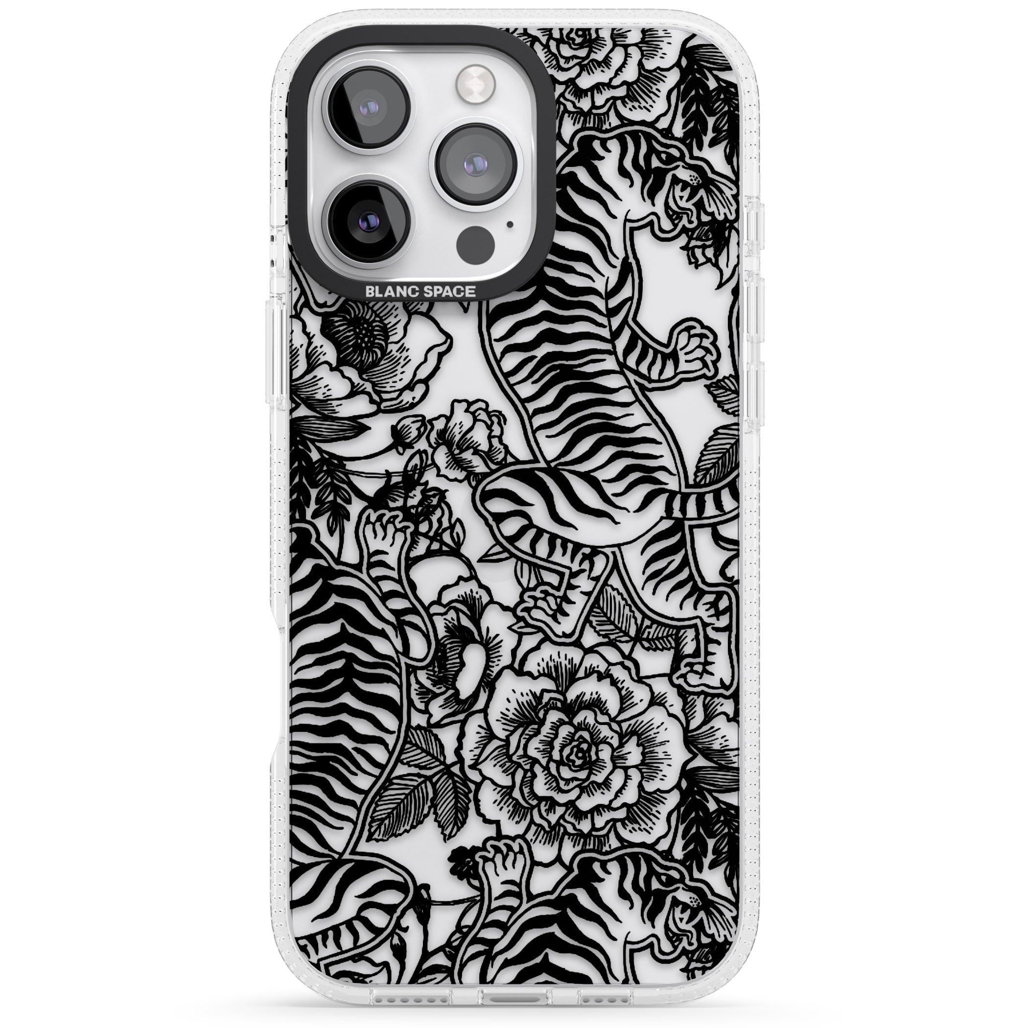 Personalised Chinese Tiger Pattern iPhone 16 Pro Max / 16 Pro Clear Case Impact Air - Blanc Space