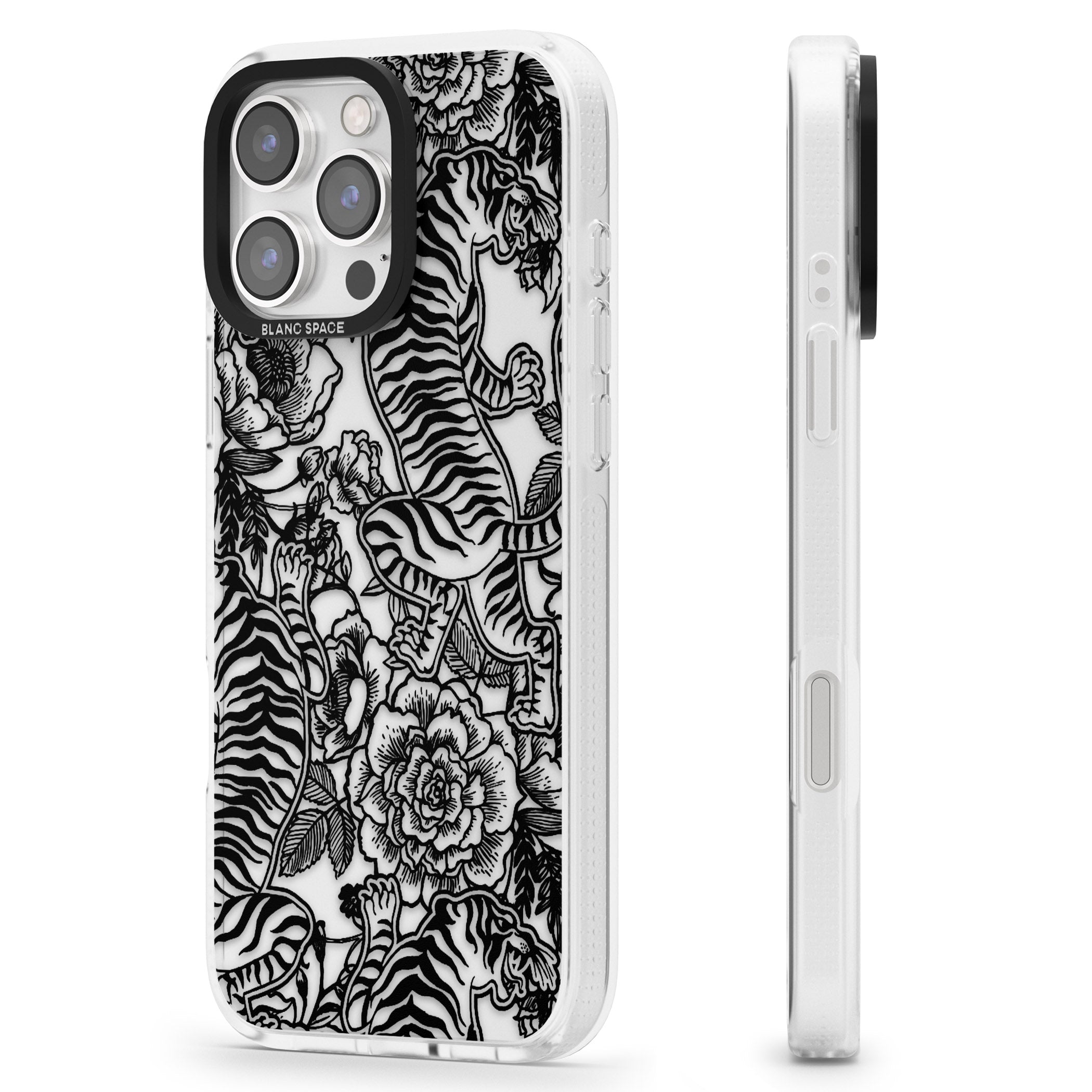 Personalised Chinese Tiger Pattern iPhone 16 Pro Max / 16 Pro Clear Case Impact Air - Blanc Space
