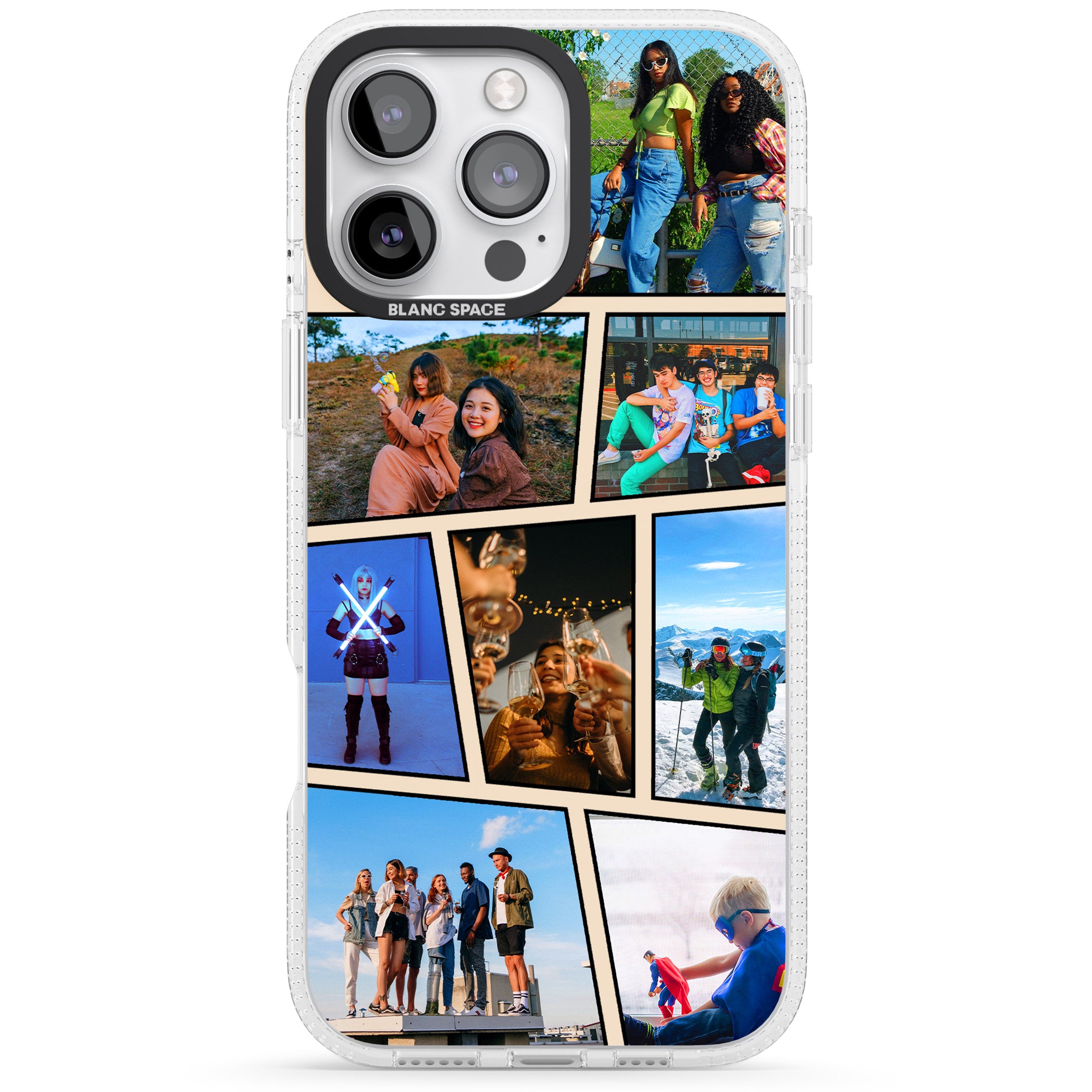 Comic Strip Photo iPhone 16 Pro Max / 16 Pro Clear Case Impact Air - Blanc Space