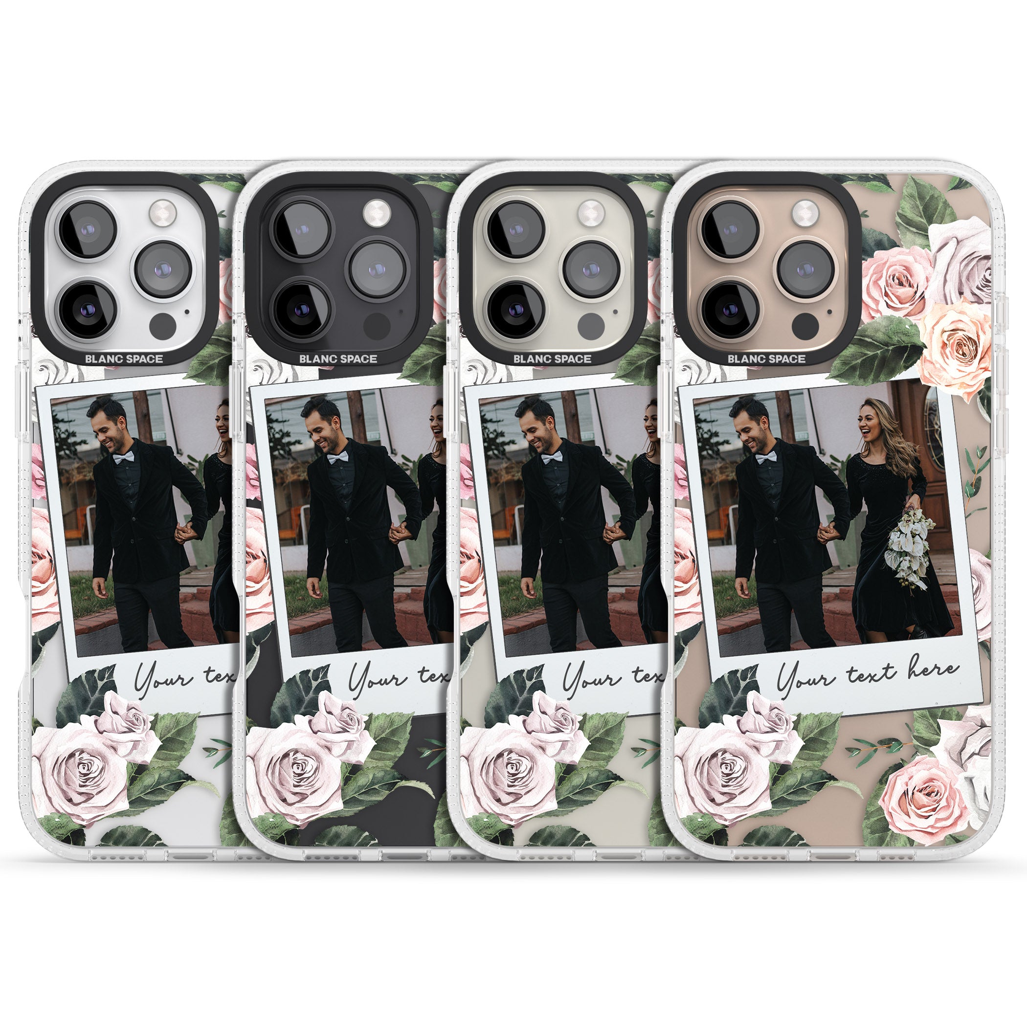 Personalised Floral Instant Film Photo iPhone 16 Pro Max / 16 Pro Clear Case Impact Air - Blanc Space