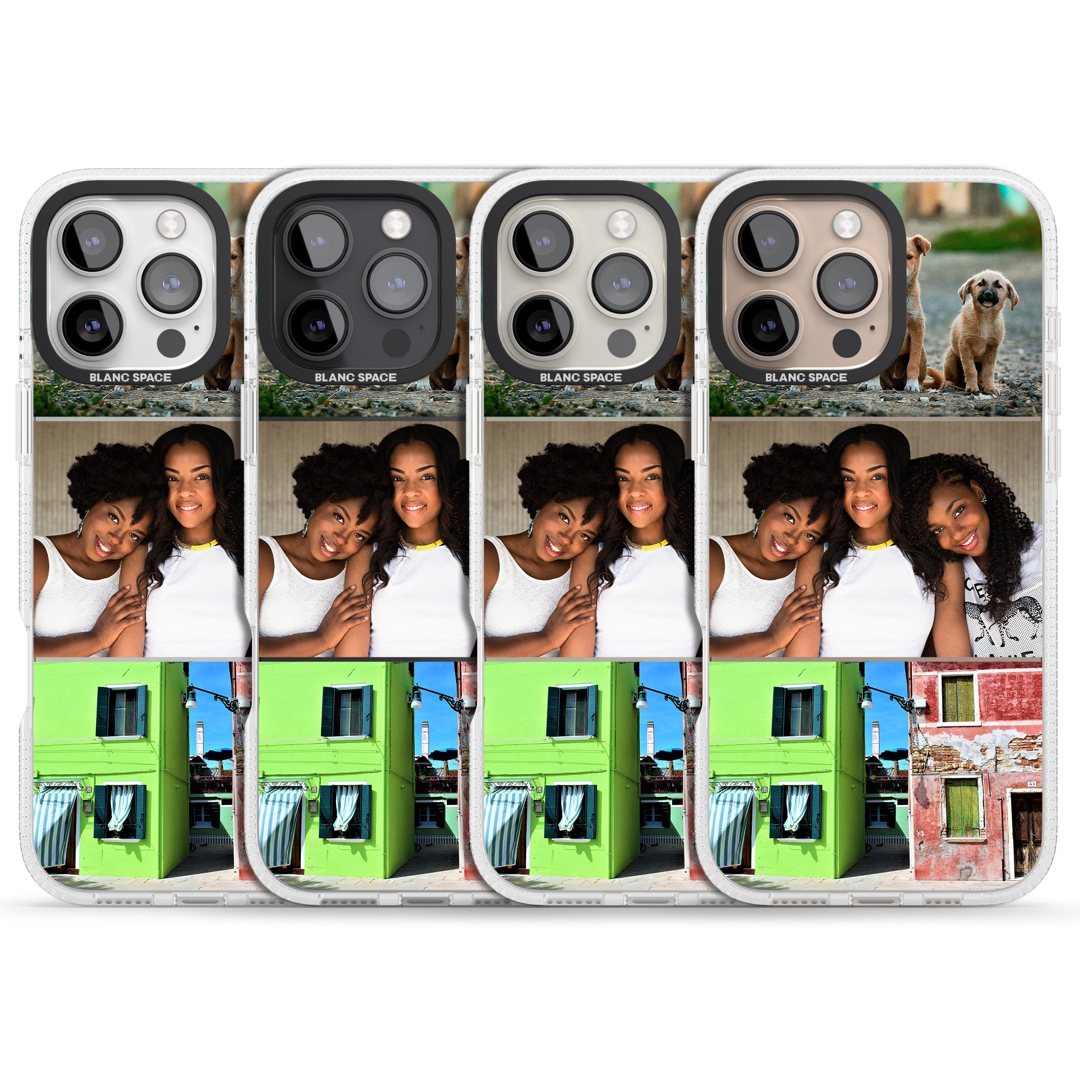 Personalised 3 Photo Grid iPhone 16 Pro Max / 16 Pro Clear Case Impact Air - Blanc Space