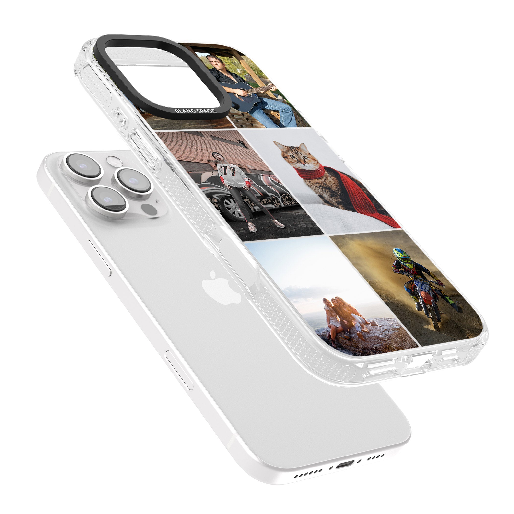 Personalised 6 Photo Grid iPhone 16 Pro Max / 16 Pro Clear Case Impact Air - Blanc Space