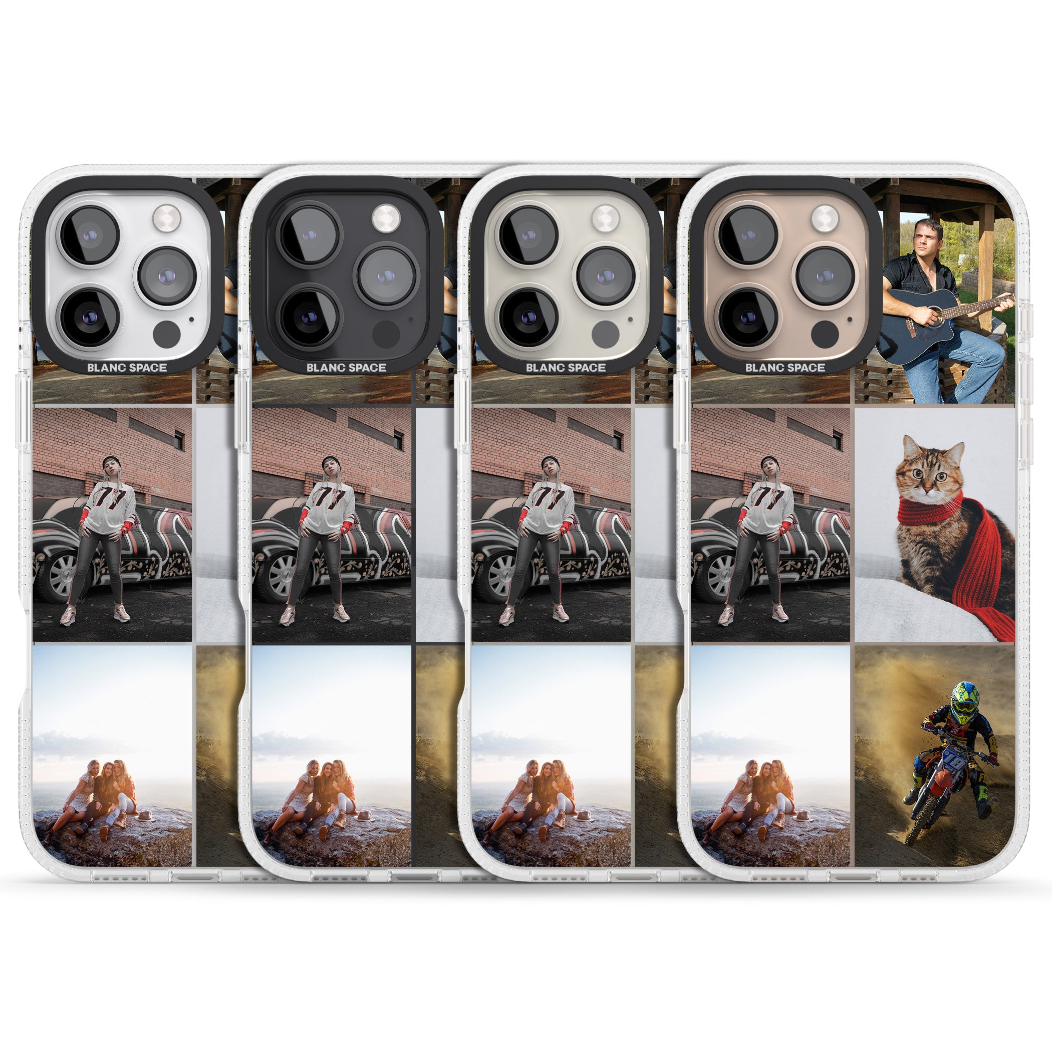 Personalised 6 Photo Grid iPhone 16 Pro Max / 16 Pro Clear Case Impact Air - Blanc Space