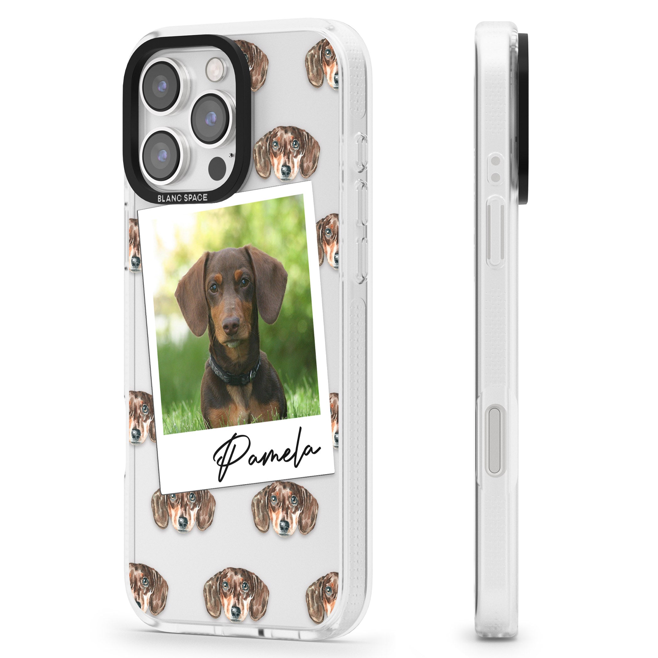 Personalised Dachshund, Brown - Dog Photo iPhone 16 Pro Max / 16 Pro Clear Case Impact Air - Blanc Space