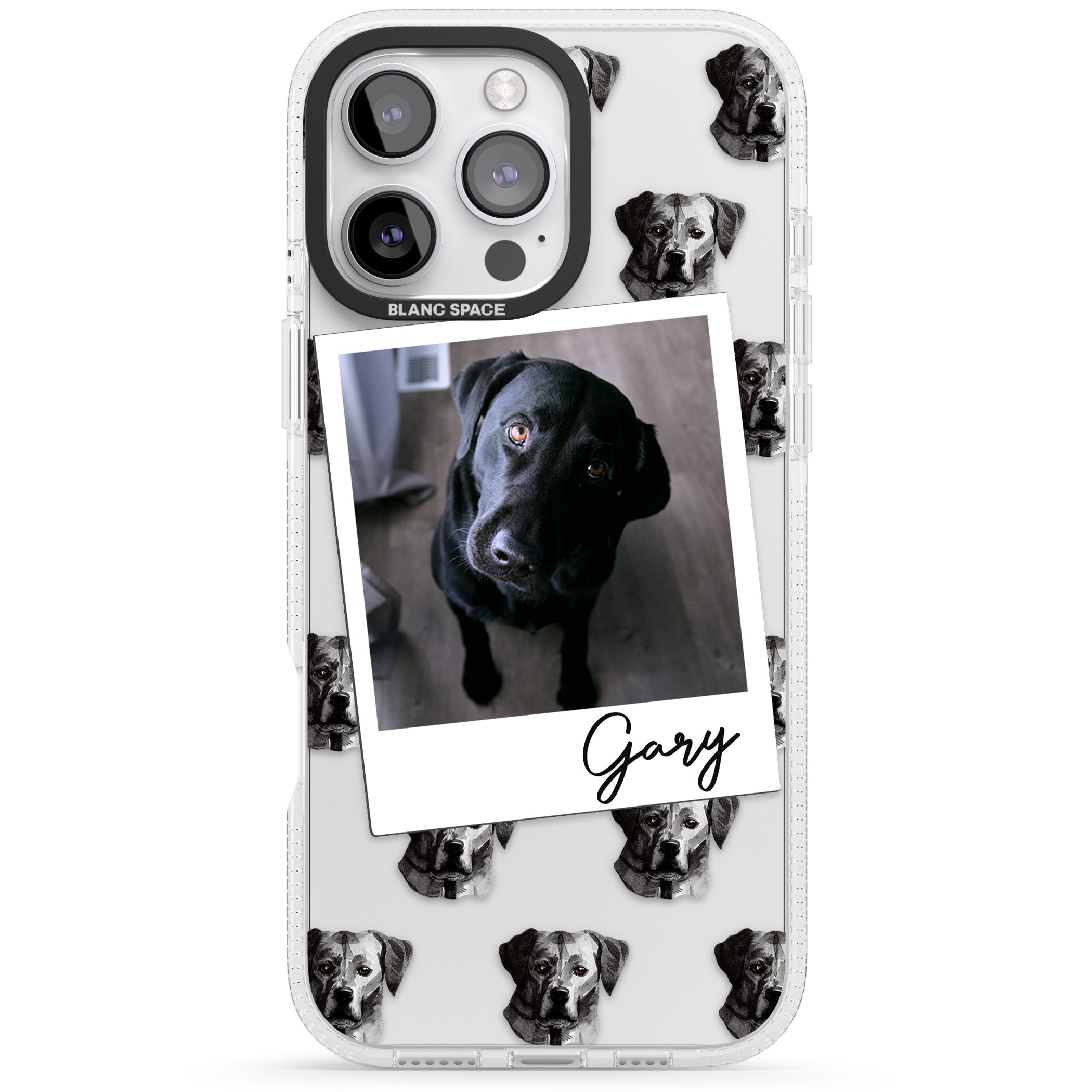 Personalised Labrador, Black - Dog Photo iPhone 16 Pro Max / 16 Pro Clear Case Impact Air - Blanc Space