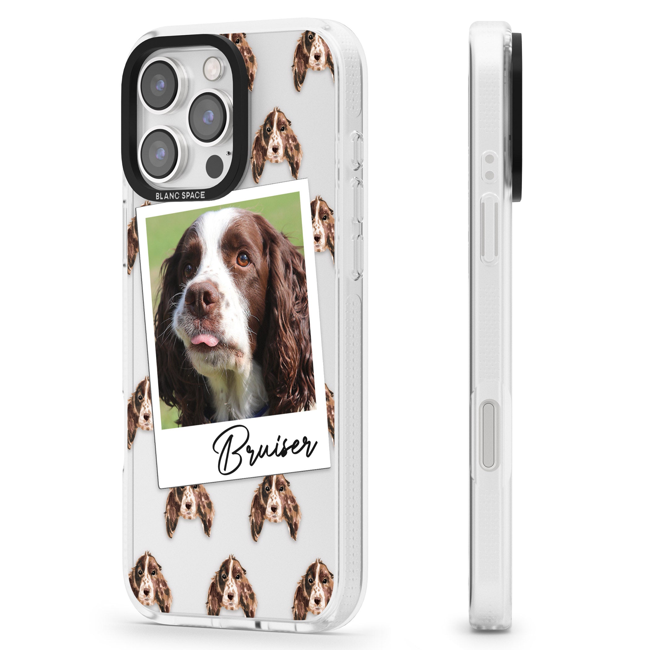 Personalised Springer Spaniel - Dog Photo iPhone 16 Pro Max / 16 Pro Clear Case Impact Air - Blanc Space