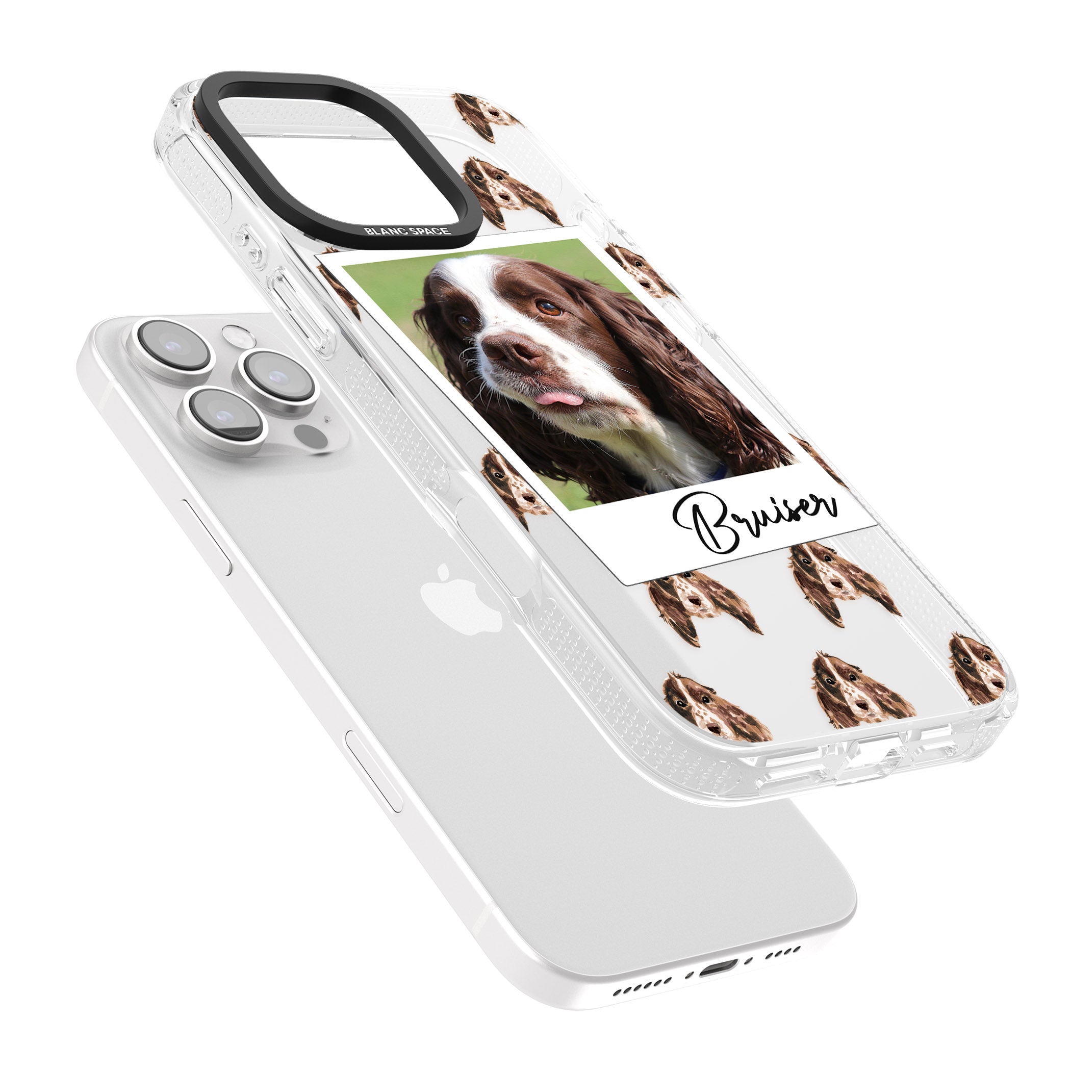 Personalised Springer Spaniel - Dog Photo iPhone 16 Pro Max / 16 Pro Clear Case Impact Air - Blanc Space