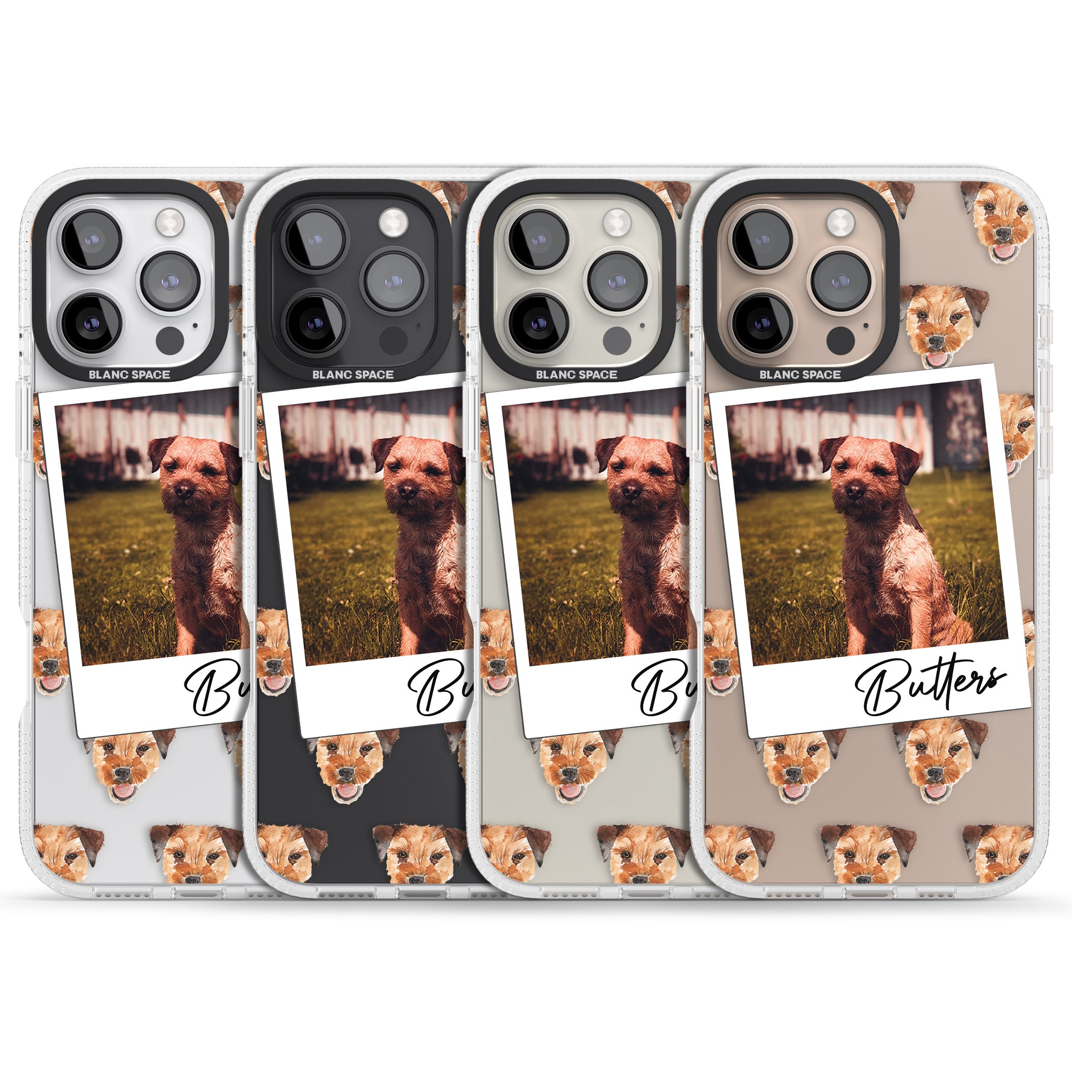 Personalised Border Terrier - Dog Photo iPhone 16 Pro Max / 16 Pro Clear Case Impact Air - Blanc Space