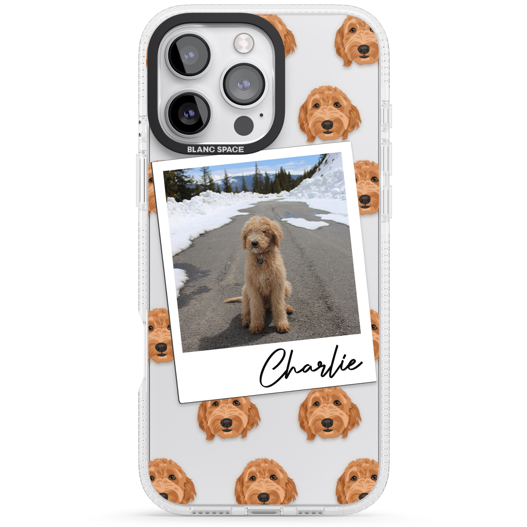 Personalised Personalised Golden Doodle - Dog Photo iPhone 16 Pro Max / 16 Pro Clear Case Impact Air - Blanc Space