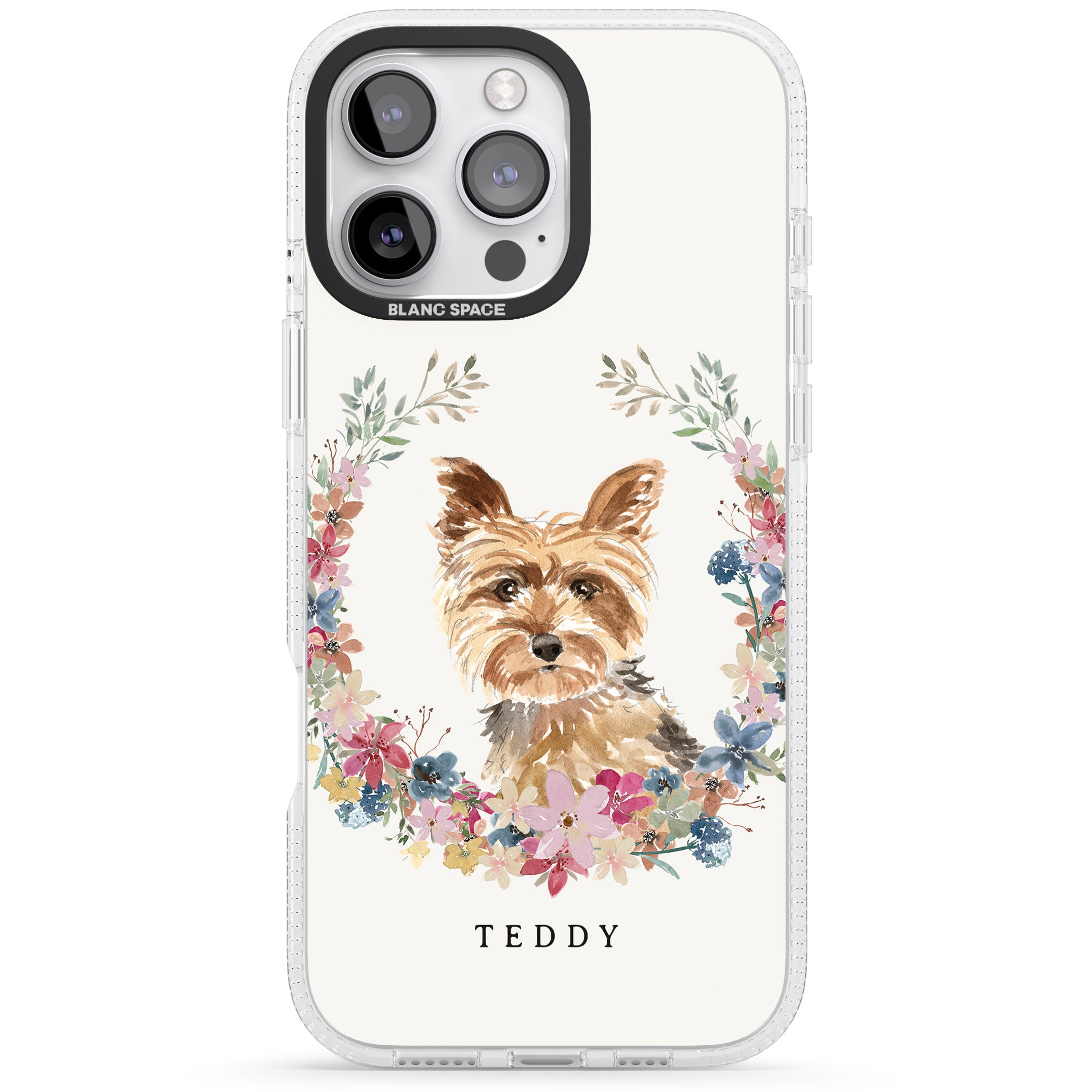 Personalised Yorkshire Terrier - Watercolour Dog Portrait iPhone 16 Pro Max / 16 Pro Clear Case Impact Air - Blanc Space