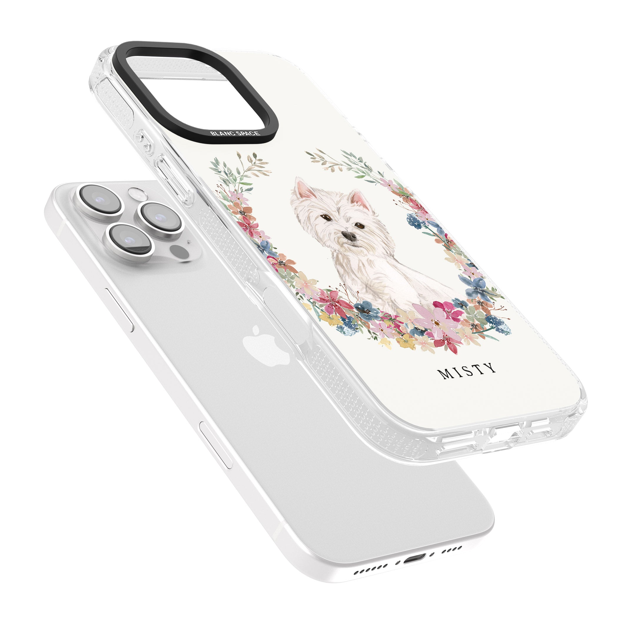 Personalised Westie Watercolour Dog Portrait iPhone 16 Pro Max / 16 Pro Clear Case Impact Air - Blanc Space