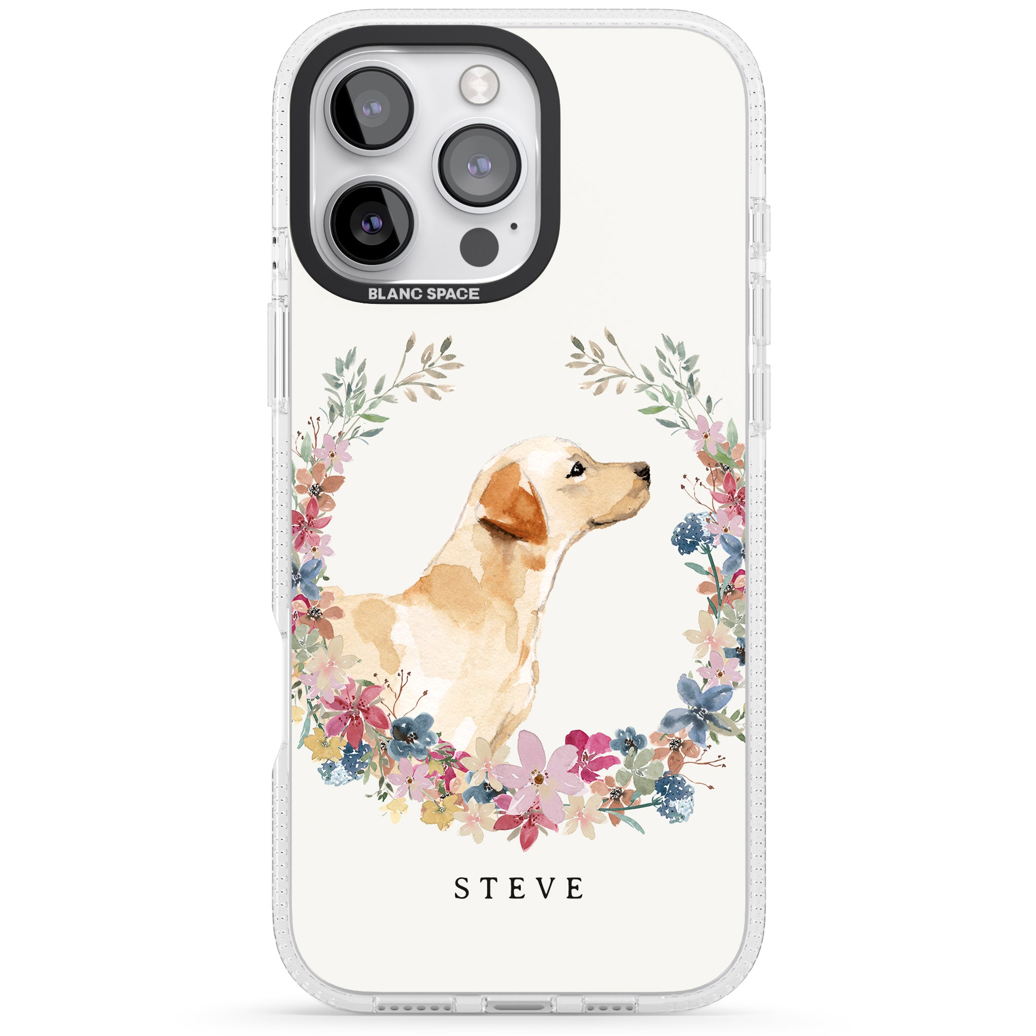 Personalised Yellow Labrador - Watercolour Dog Portrait iPhone 16 Pro Max / 16 Pro Clear Case Impact Air - Blanc Space