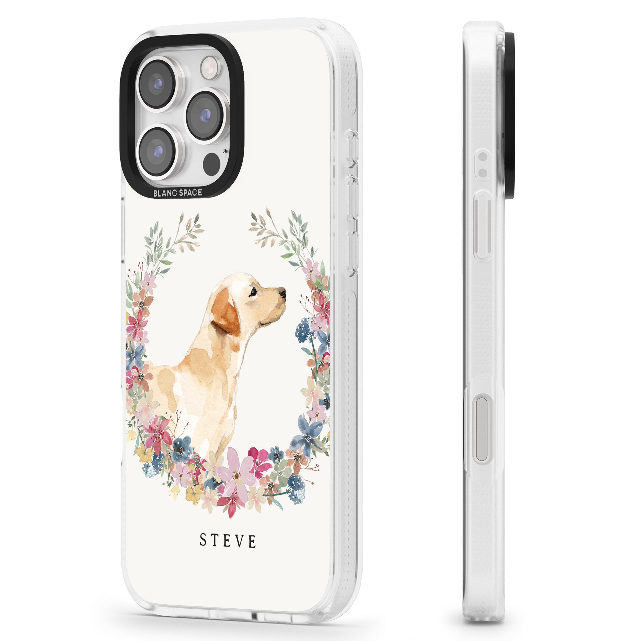 Personalised Yellow Labrador - Watercolour Dog Portrait iPhone 16 Pro Max / 16 Pro Clear Case Impact Air - Blanc Space