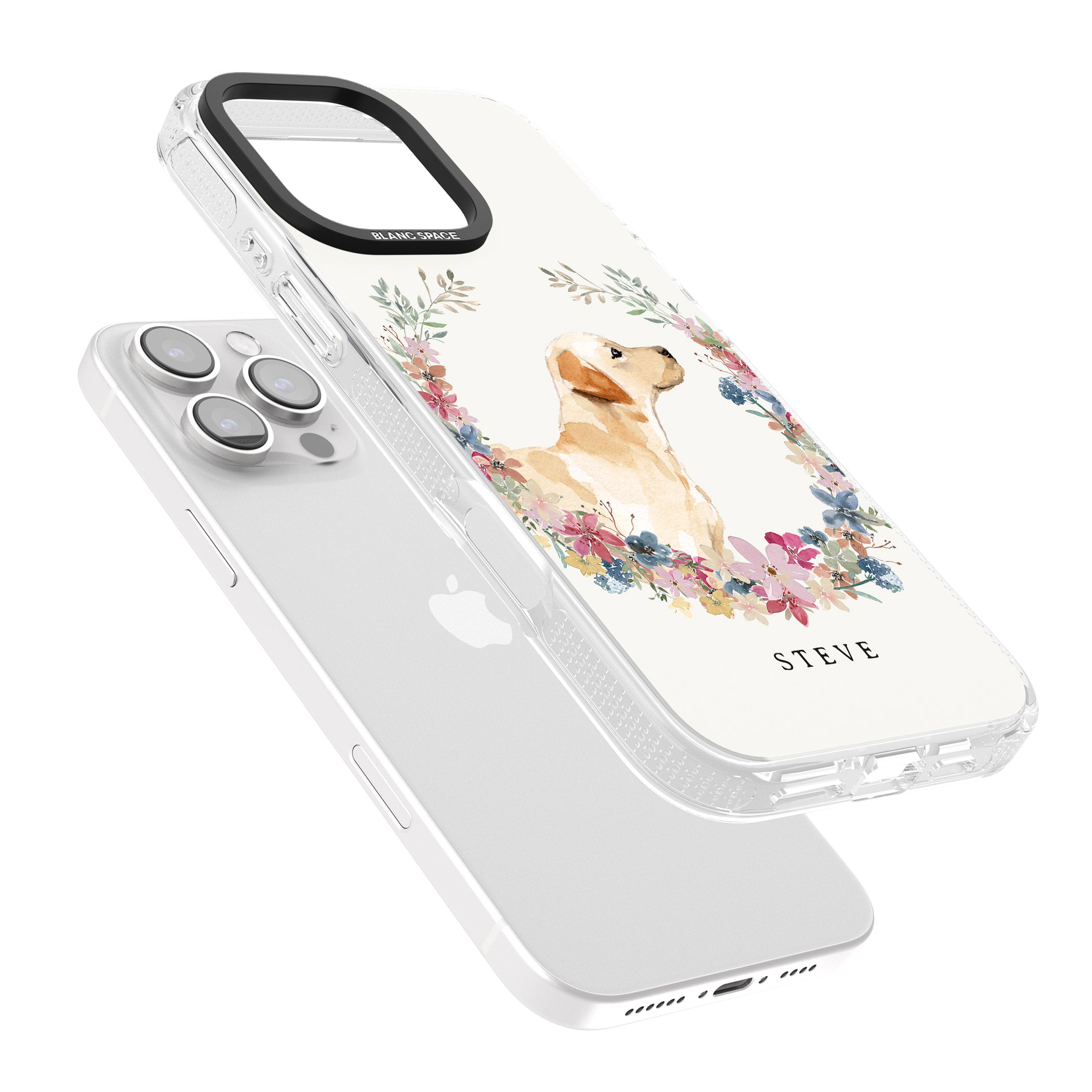 Personalised Yellow Labrador - Watercolour Dog Portrait iPhone 16 Pro Max / 16 Pro Clear Case Impact Air - Blanc Space